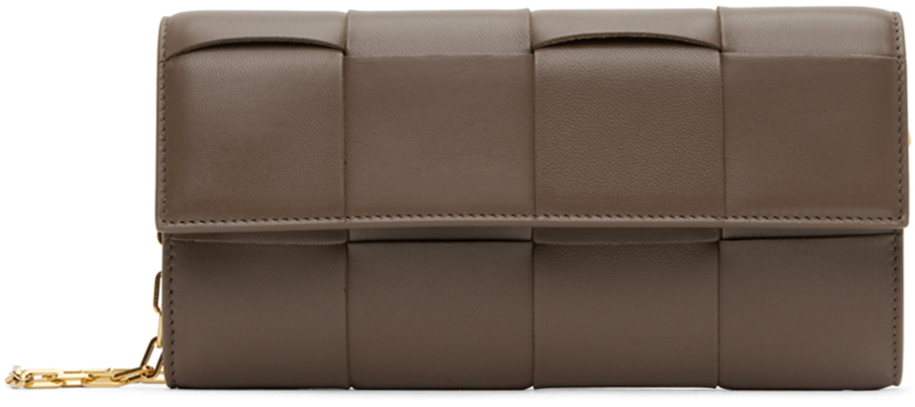 Taupe Foldover Bag by BOTTEGA VENETA