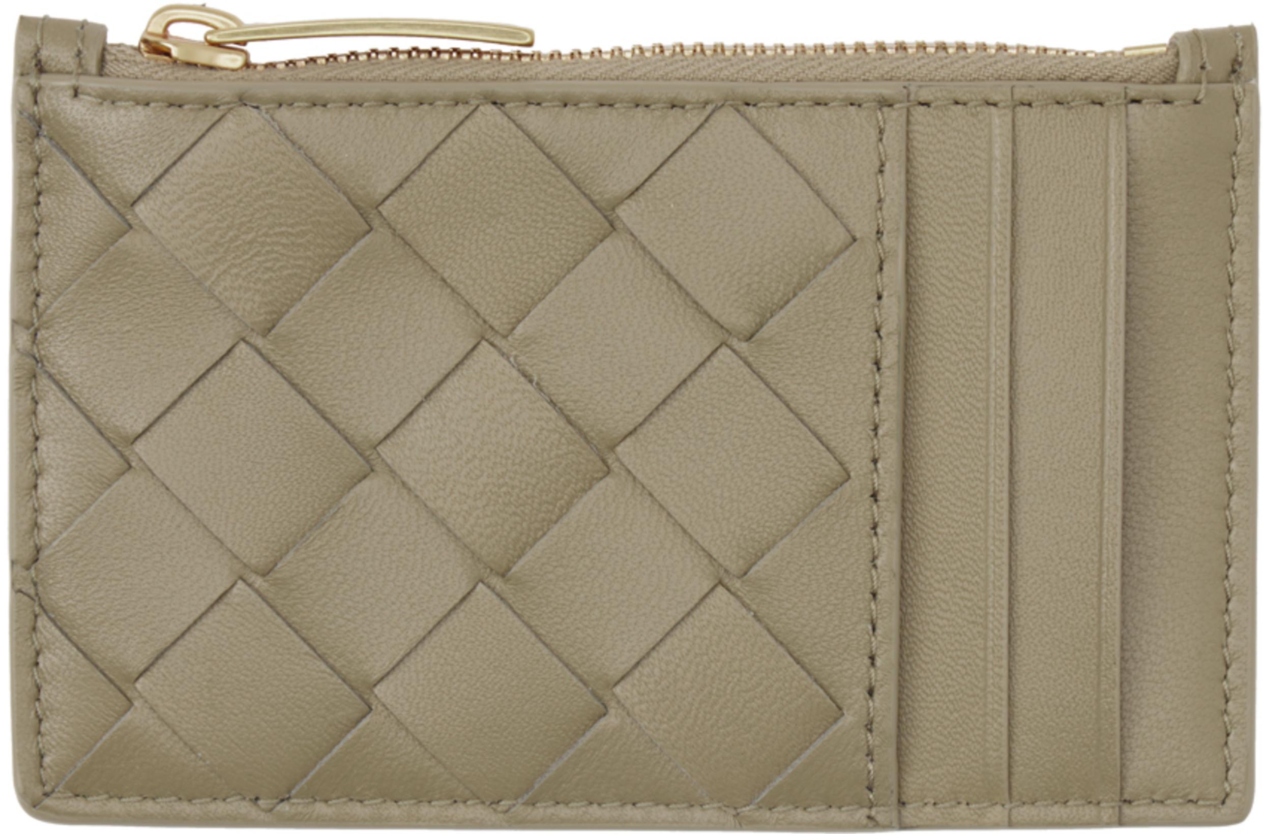 Taupe Zipped Card Holder by BOTTEGA VENETA