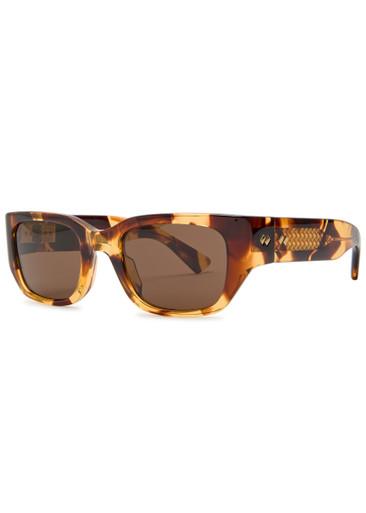 Tortoiseshell rectangle-frame sunglasses by BOTTEGA VENETA