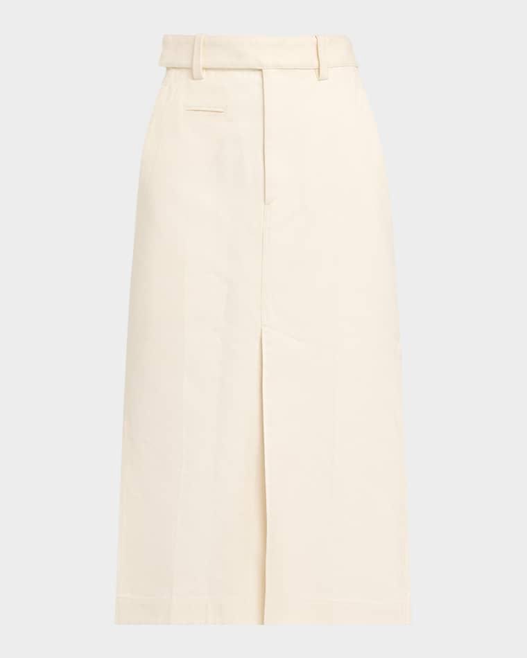 Workwear Cotton Twill Midi-Skirt by BOTTEGA VENETA