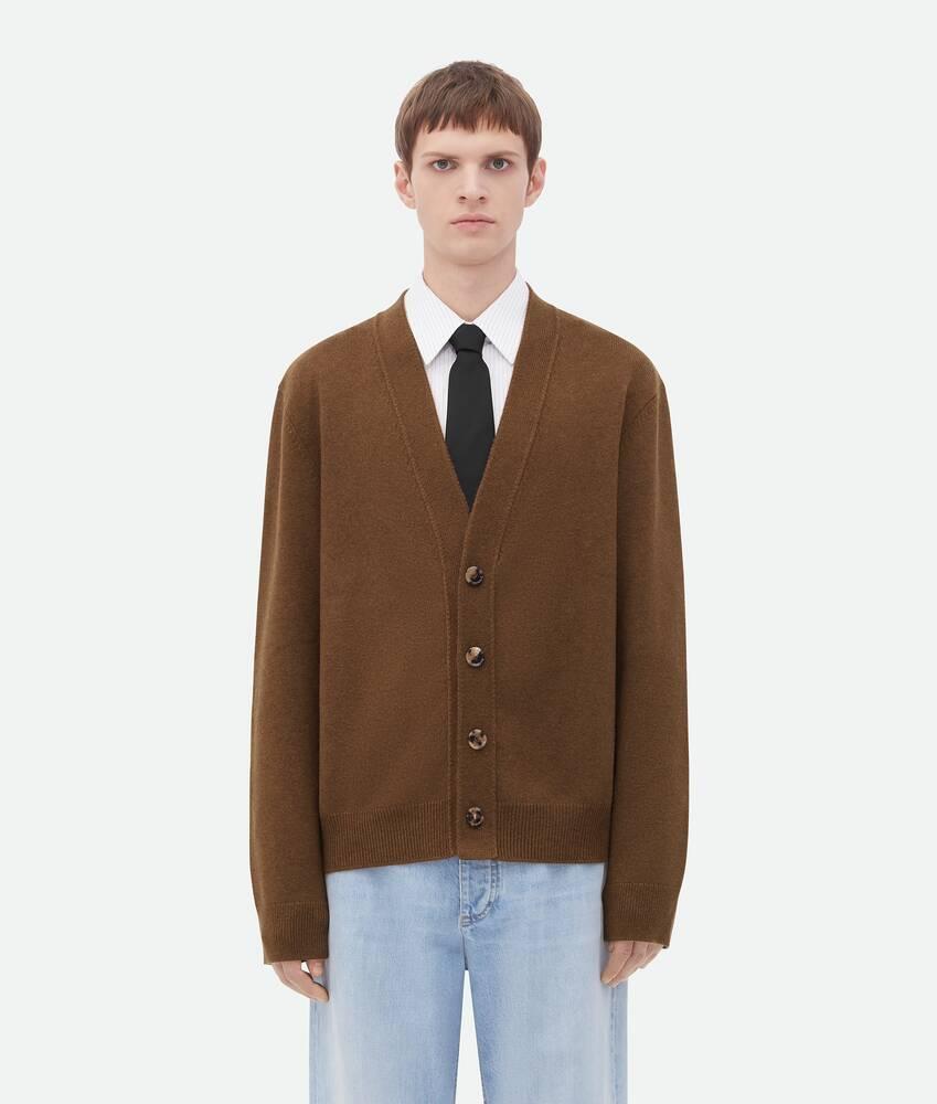 cashmere cardigan with intrecciato leather patches by BOTTEGA VENETA