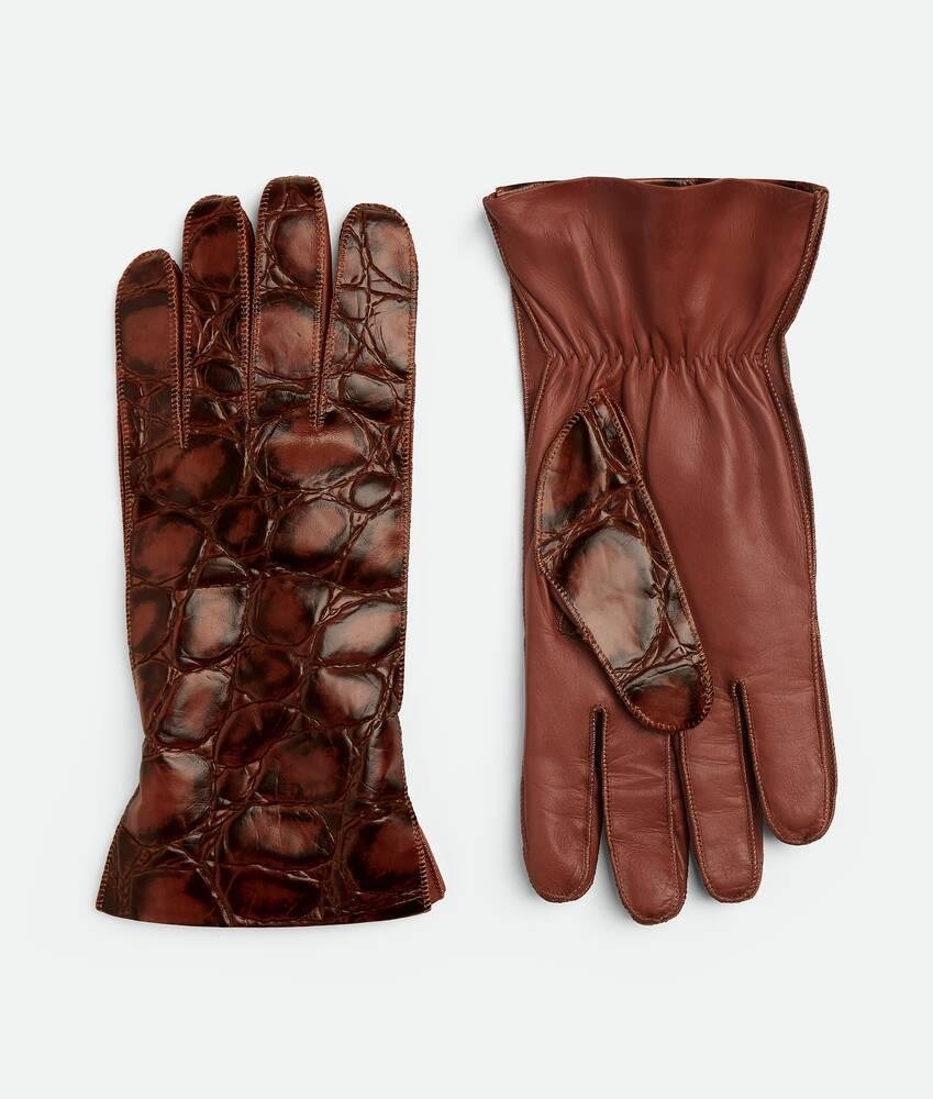 crocodile-effect leather gloves by BOTTEGA VENETA