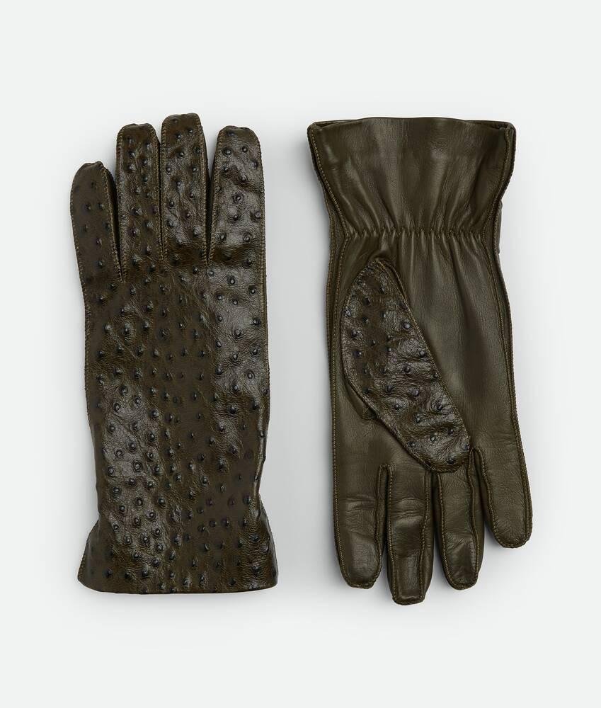 ostrich-effect leather gloves by BOTTEGA VENETA