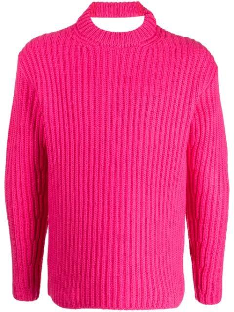 cut-out ribbed-knit merino jumper by BOTTER