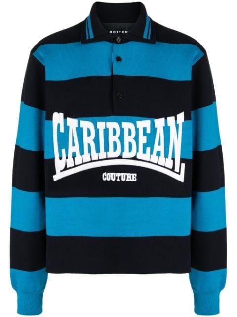 logo-intarsia striped polo shirt by BOTTER