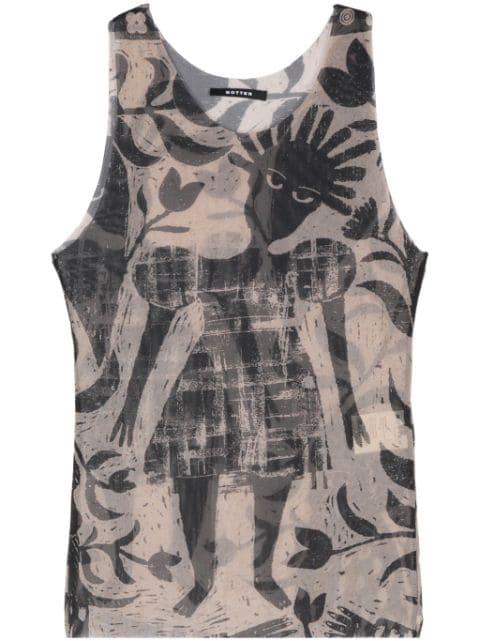 mix-print mesh vest by BOTTER