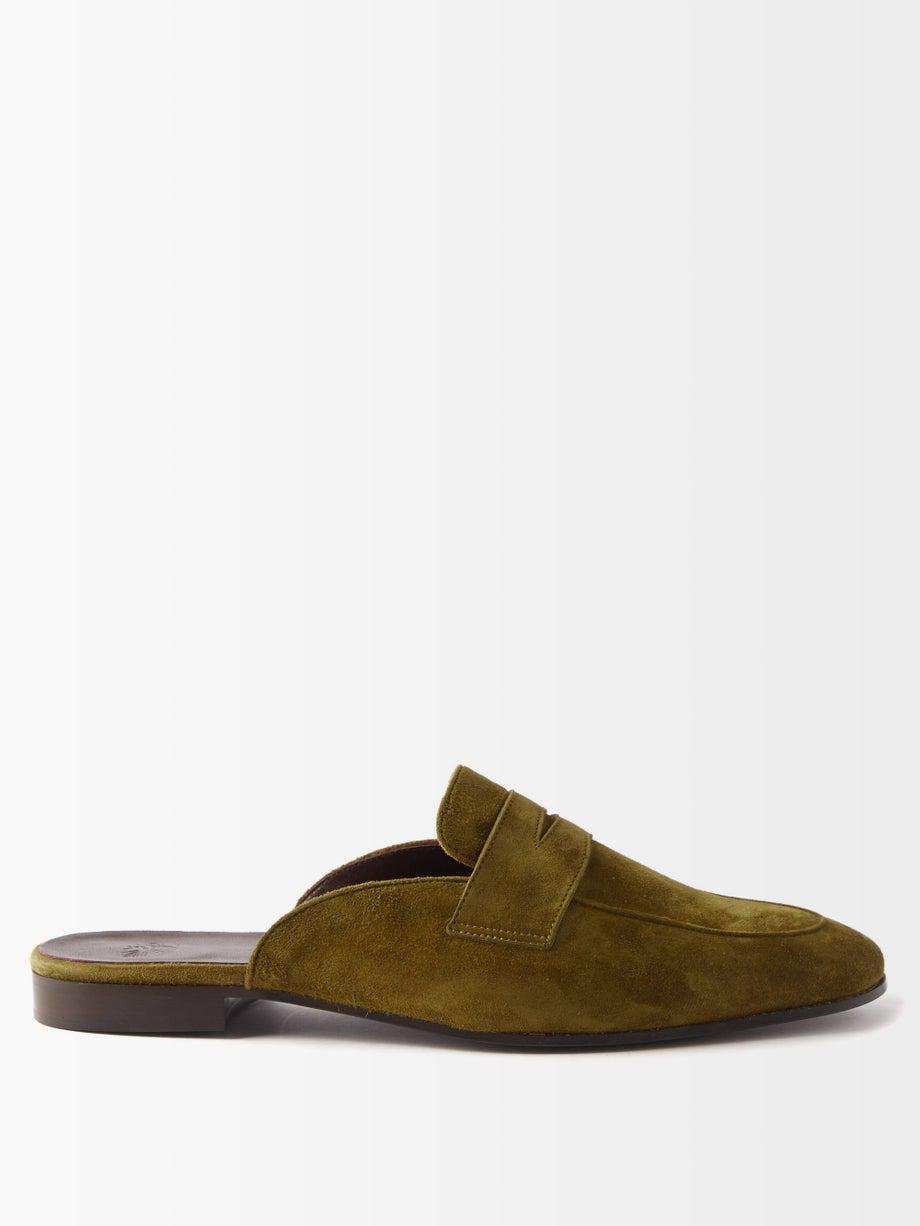 Backless suede penny loafers by BOUGEOTTE
