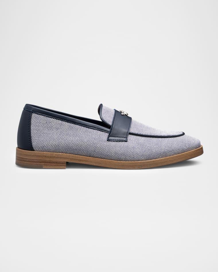 Lofty Flaneur Leather and Cotton Penny Loafers by BOUGEOTTE