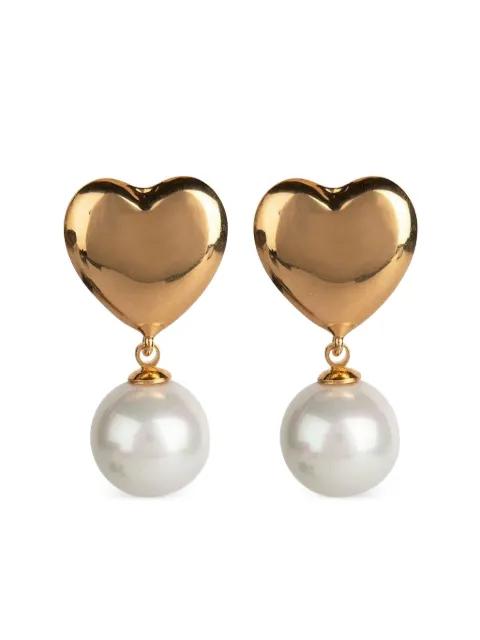 heart-shaped pearl drop earrings by BOUNKIT JEWELRY