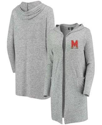Women's Heathered Gray Maryland Terrapins Cuddle Soft Duster Open Cardigan by BOXERCRAFT