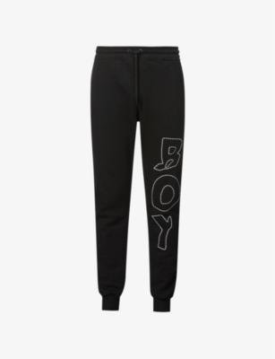 Distorted regular-fit tapered cotton-jersey jogging bottoms by BOY LONDON