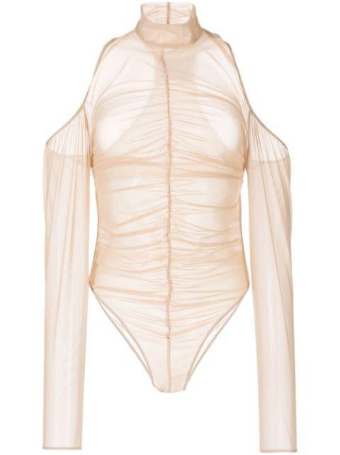 ruched mesh bodysuit by BOYAROVSKAYA
