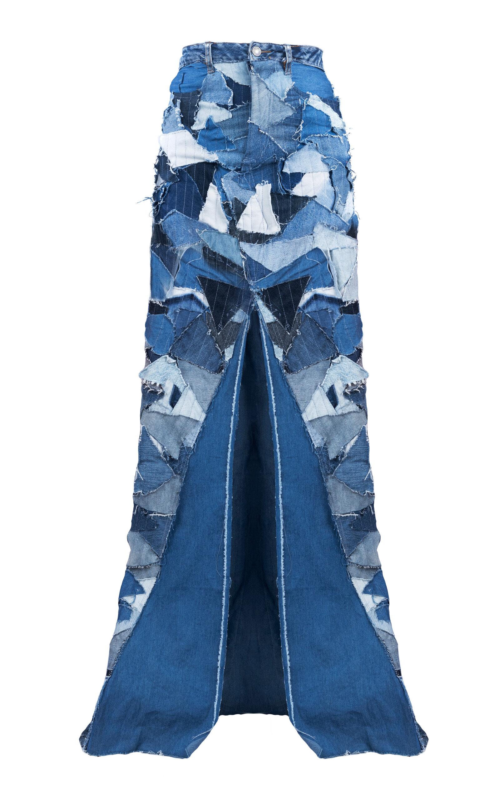 BOYEDOE Osabarima Patchwork Denim Maxi Skirt - Moda Operandi by BOYEDOE