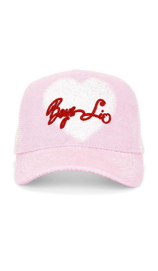 Boys Lie Be Mine Trucker Hat in Pink by BOYS LIE