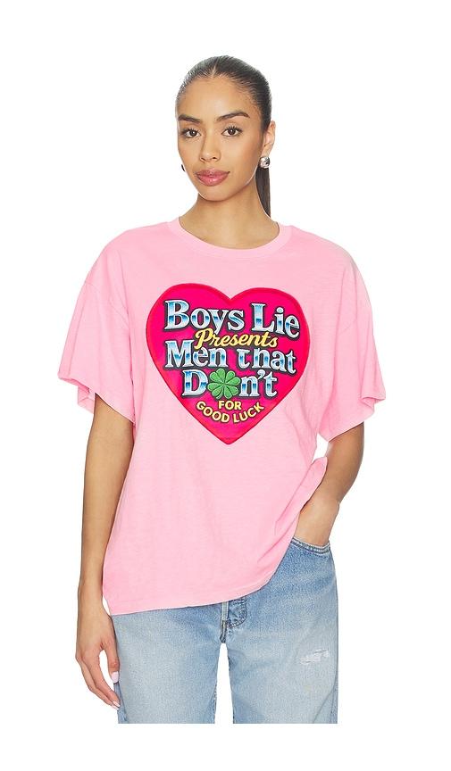 Boys Lie Boys Lie Men Don't Boyfriend Tee in Pink by BOYS LIE