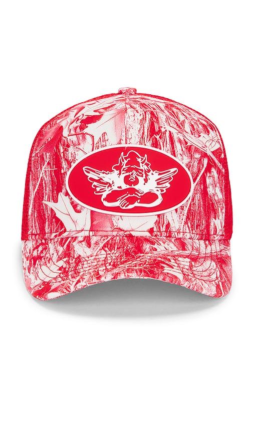 Boys Lie Red Camo Manhunt Trucker Hat in Red by BOYS LIE