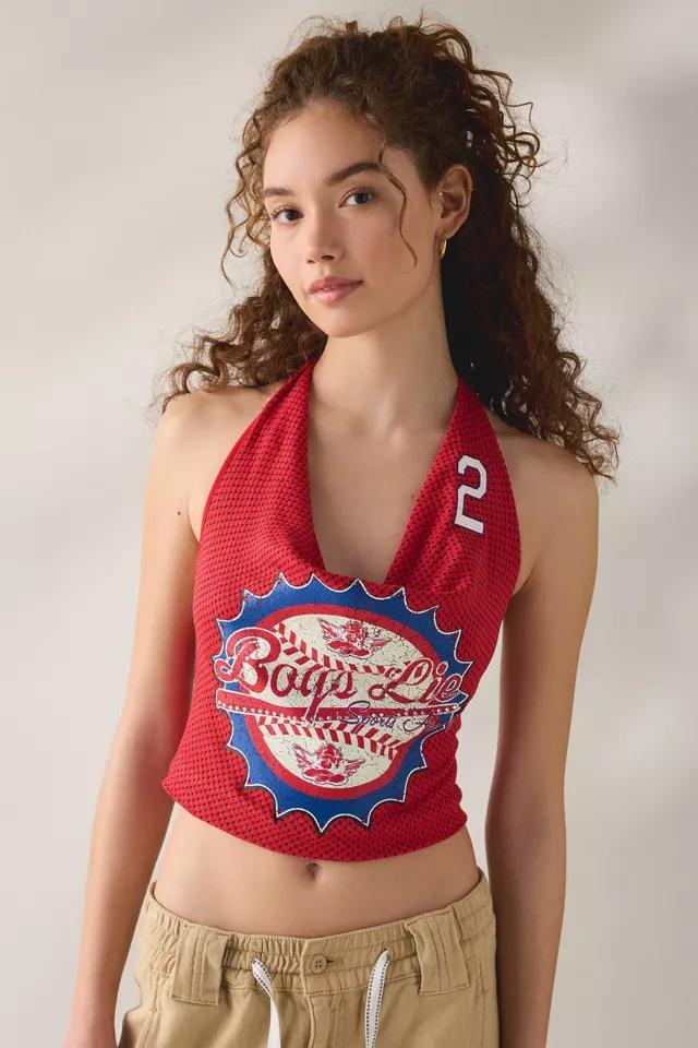 Boys Lie Sport Spice Rhinestone Baseball Graphic Halter Neck Top by BOYS LIE