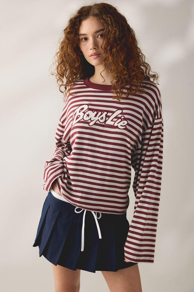 Boys Lie Starlight Graphic Striped Long Sleeve Boyfriend Tee by BOYS LIE