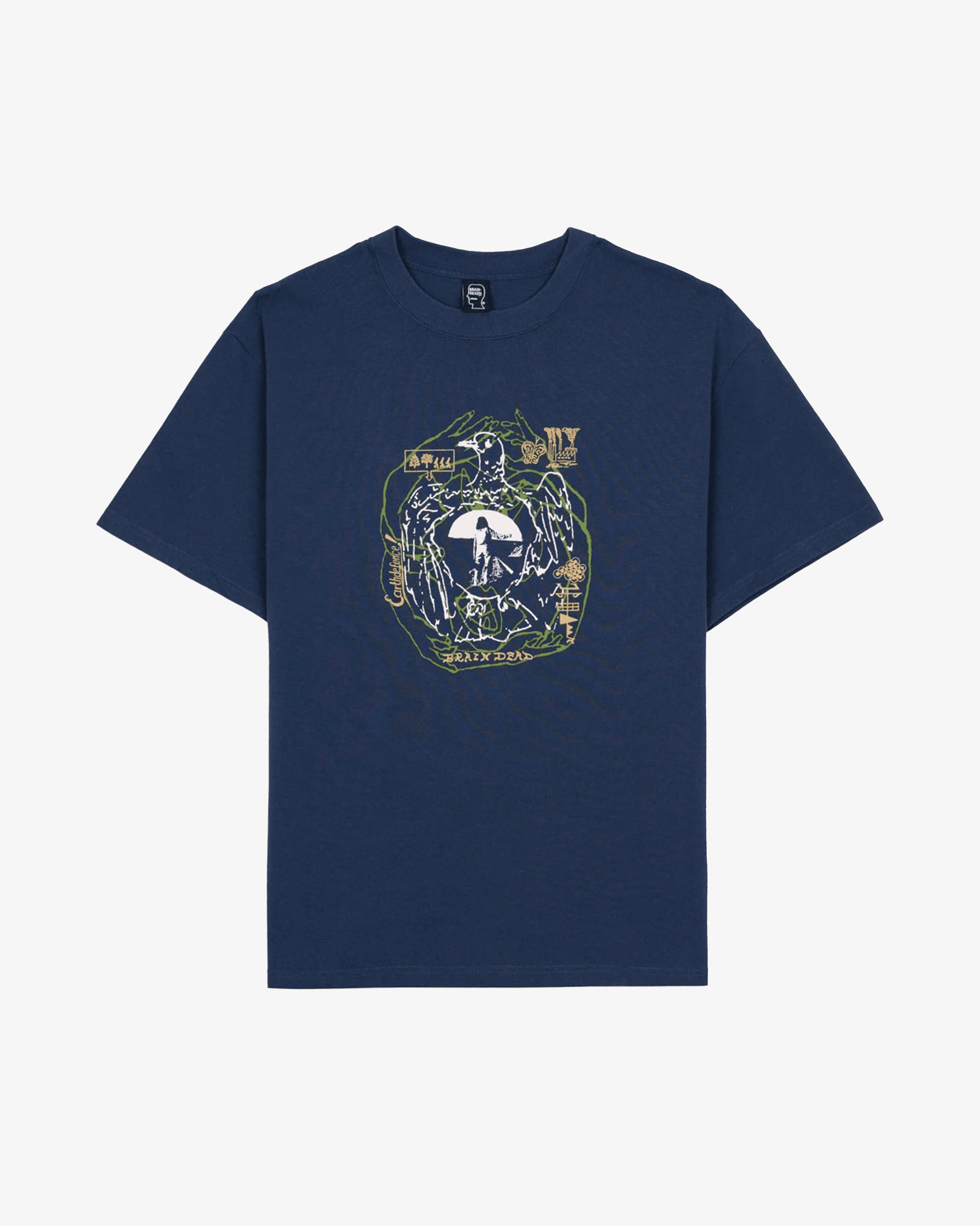 BRAIN DEAD - Men's Earth Defense T-Shirt - (Dark Blue) by BRAIN DEAD
