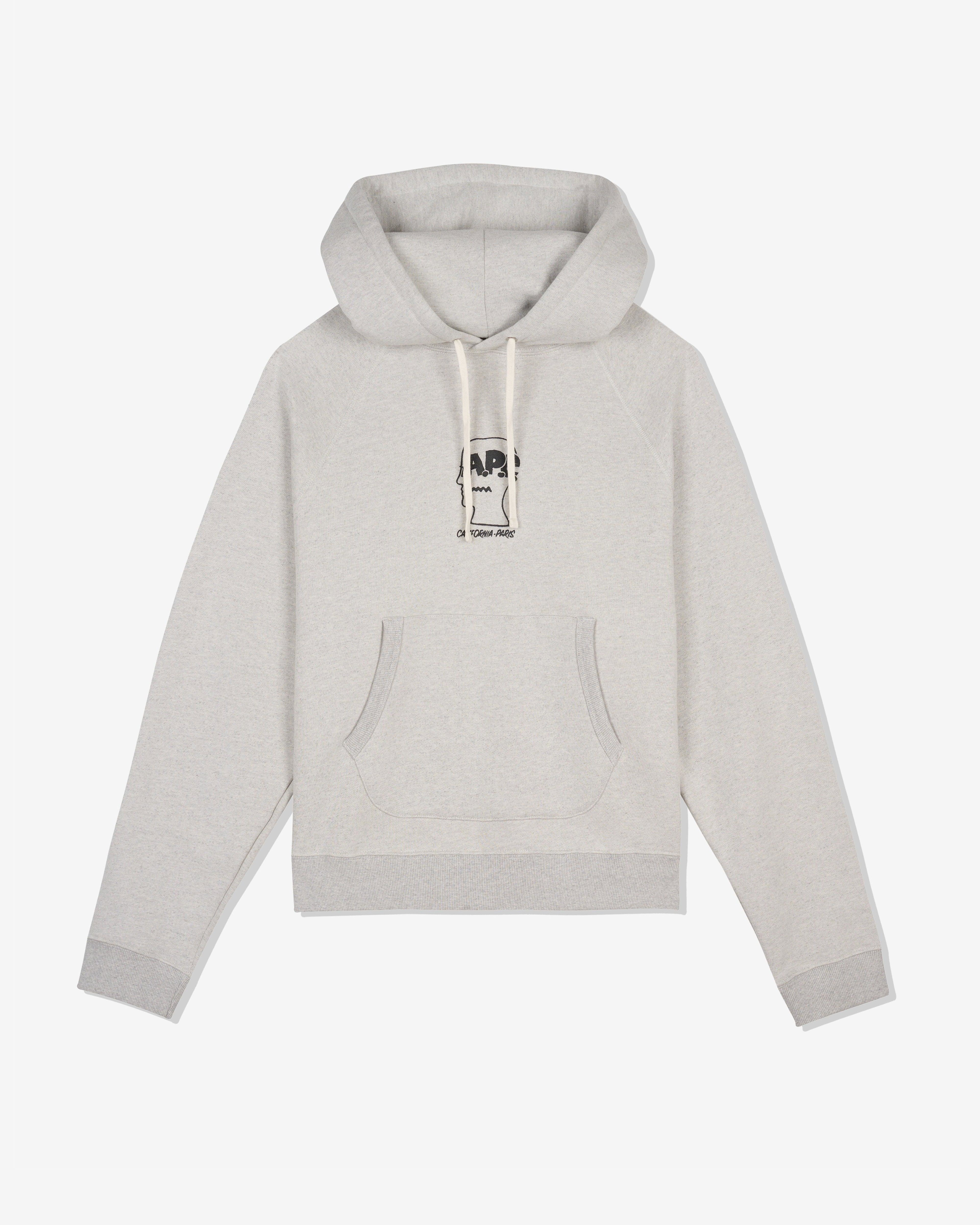 Brain Dead - A.P.C. Men's Fleece Logo Head Hoodie - (Heather Gray) by BRAIN DEAD