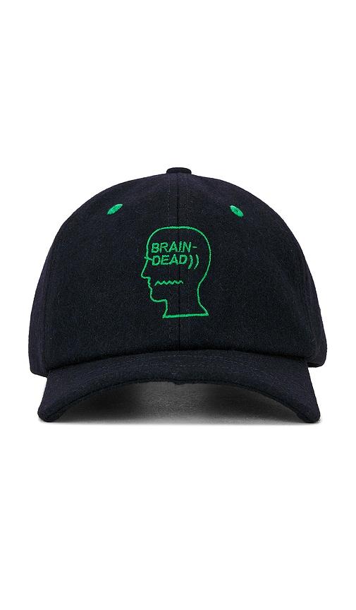 Brain Dead Batwing Logohead Flannel Hat in Navy by BRAIN DEAD