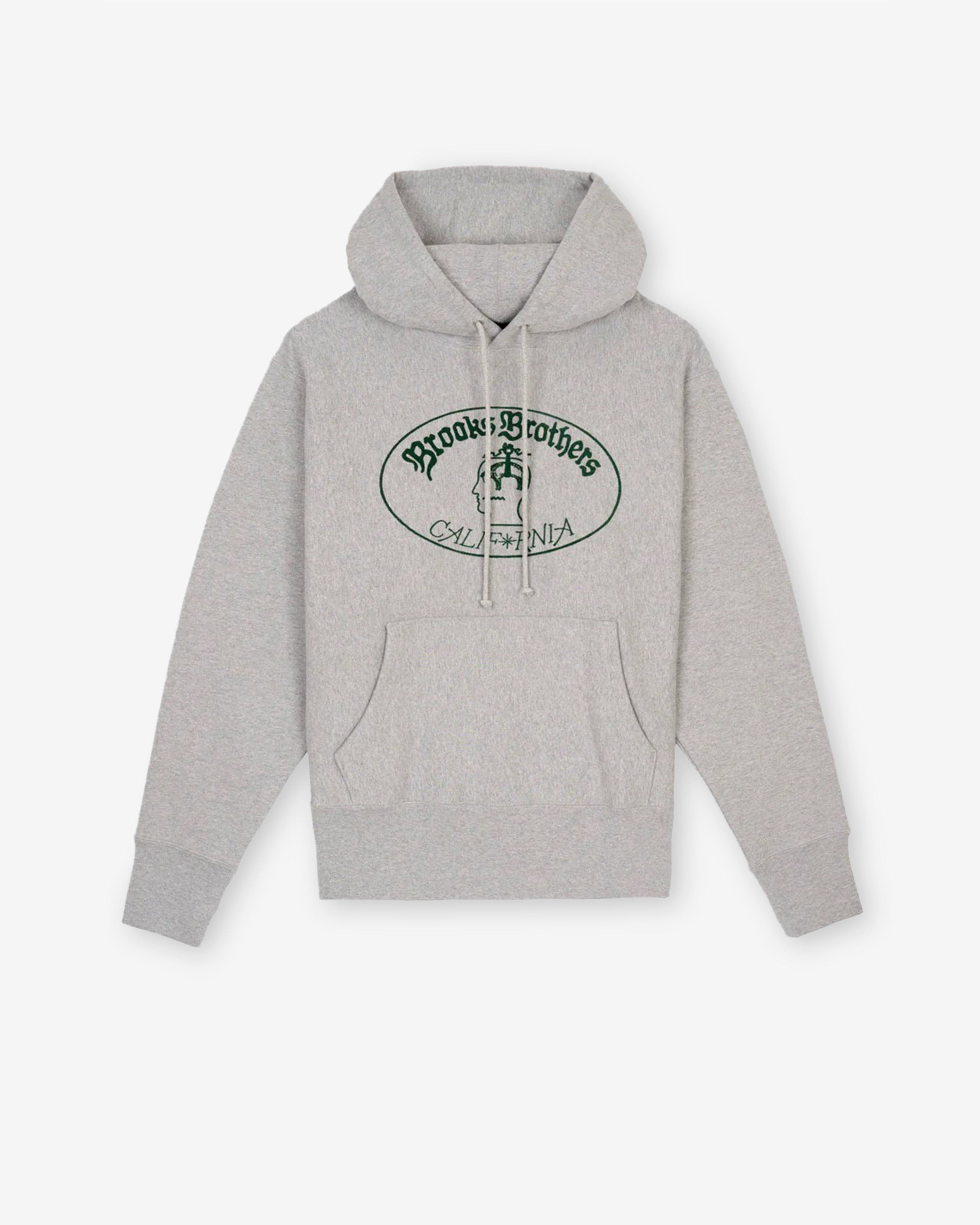 Brain Dead - Brooks Brothers Men's California Logo Hoodie - (Heather Grey) by BRAIN DEAD