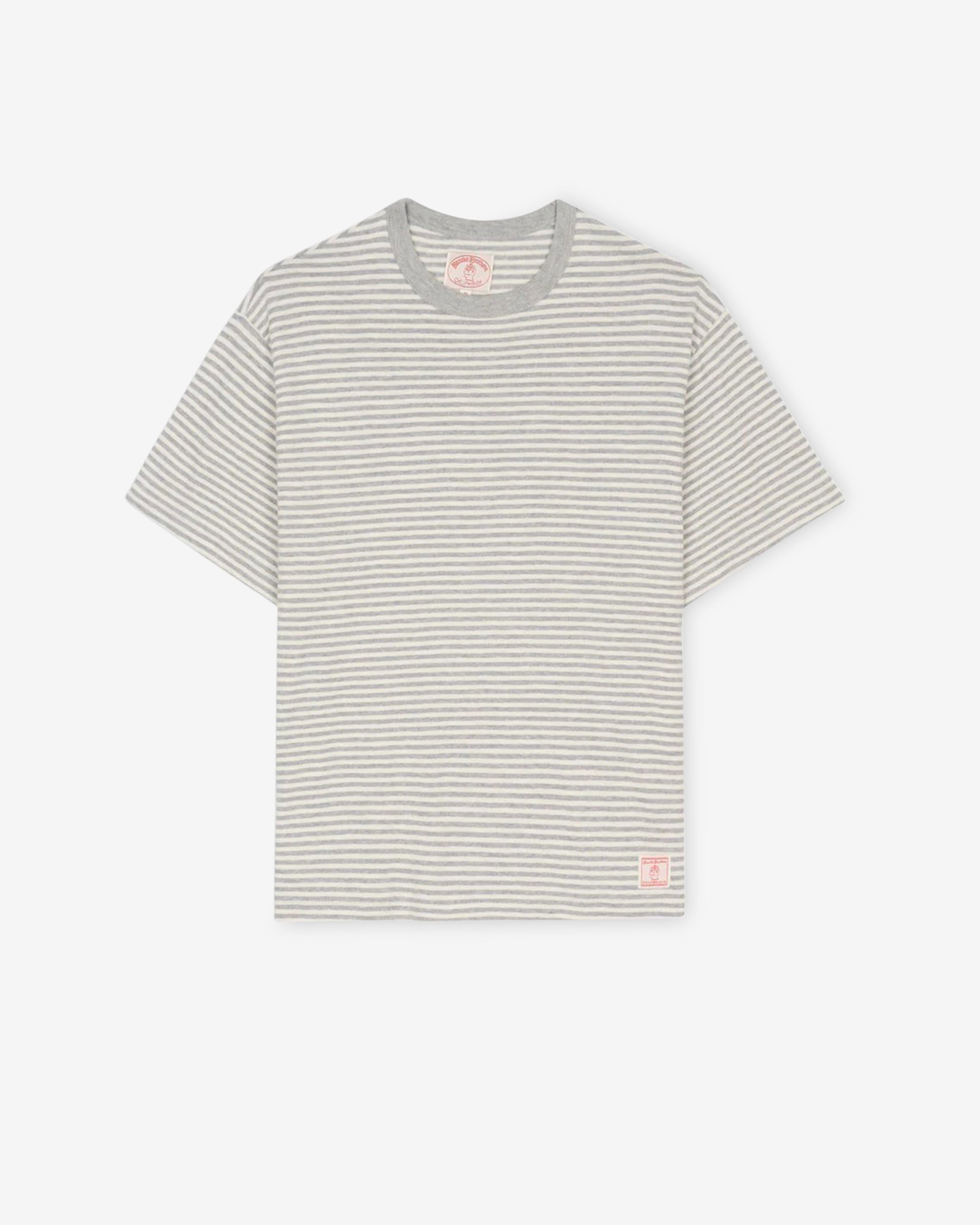 Brain Dead - Brooks Brothers Men's California Loose Knit Striped T-Shirt - (Natural) by BRAIN DEAD