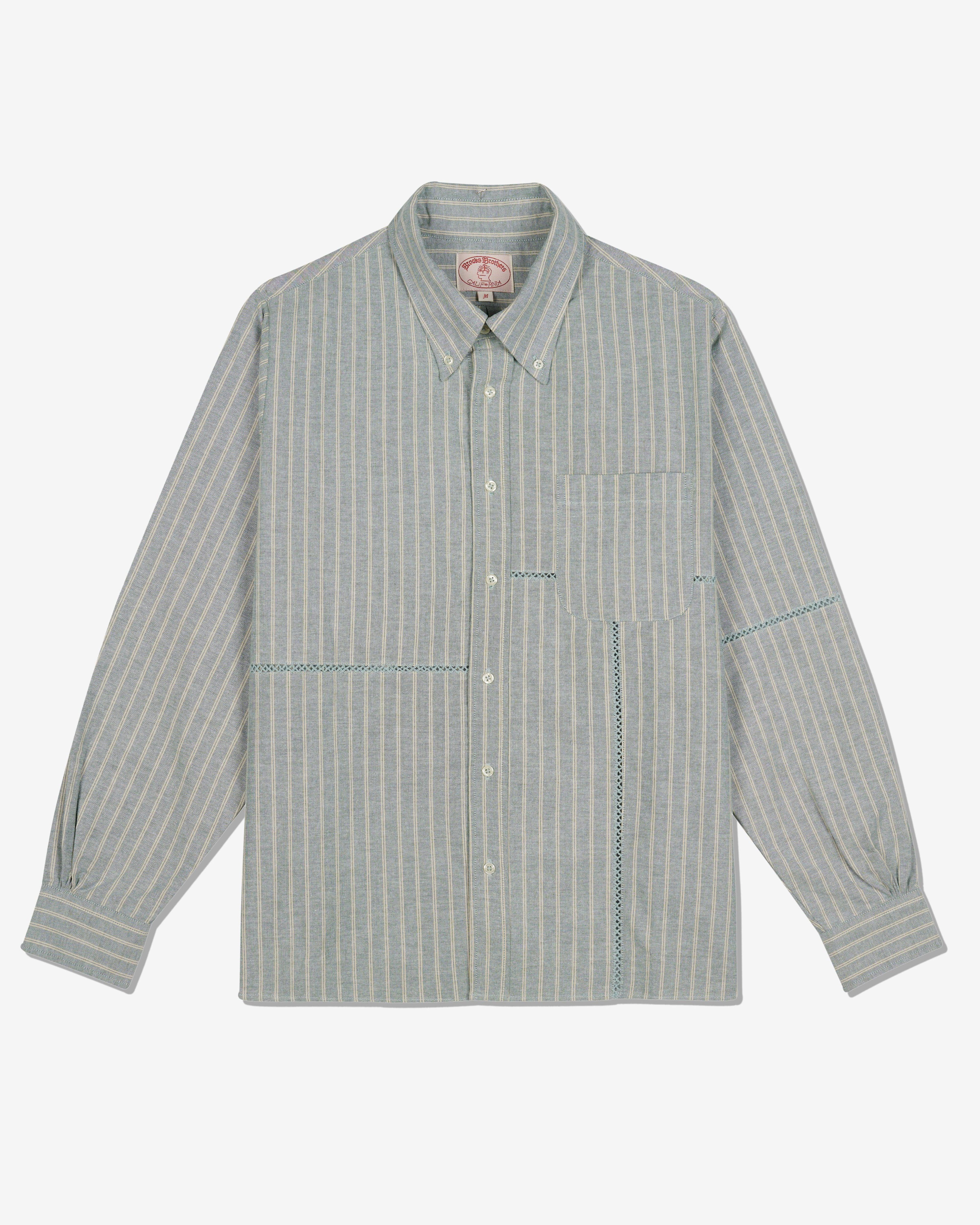 Brain Dead - Brooks Brothers Men's California Patchwork Oxford Shirt - (Green) by BRAIN DEAD