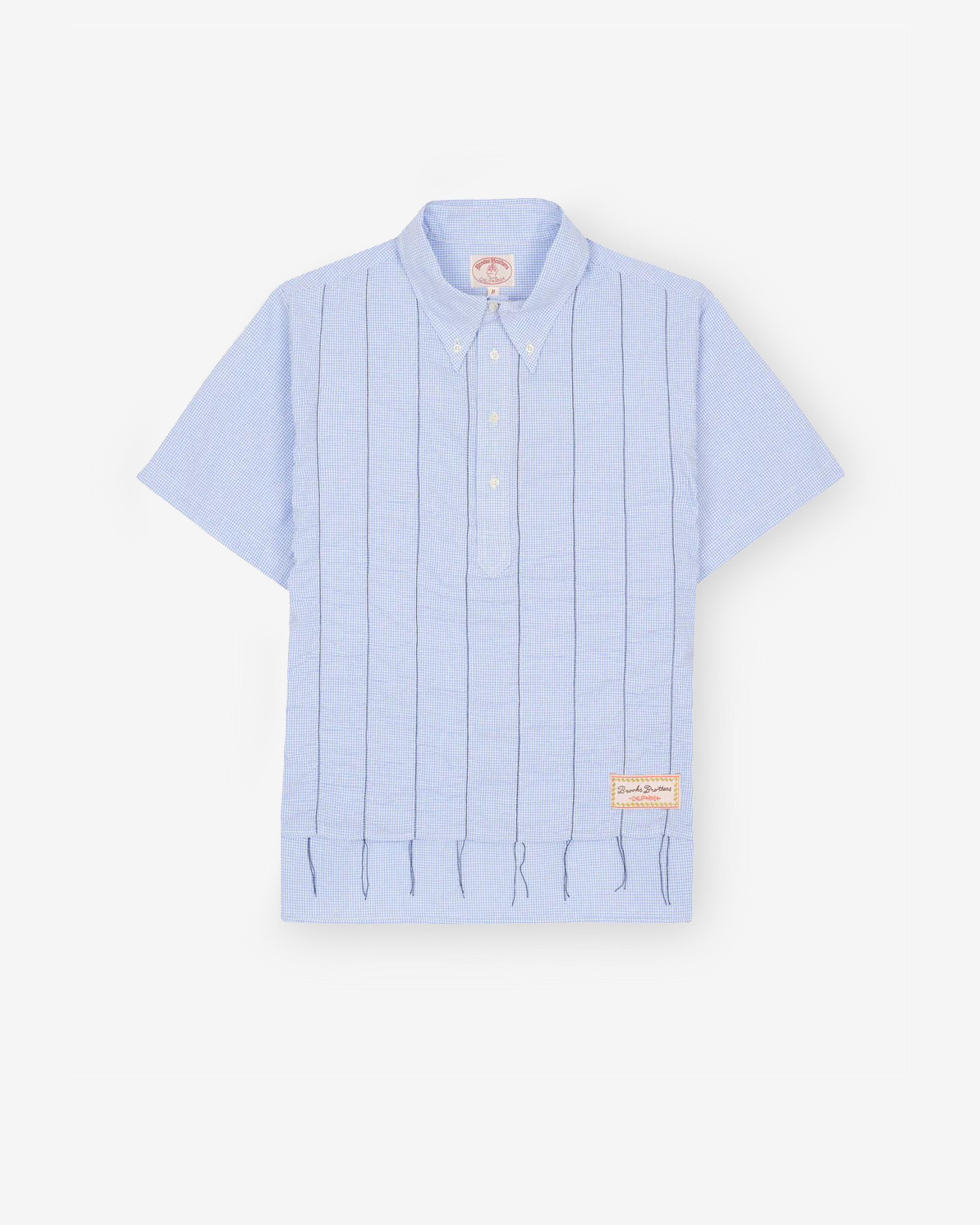 Brain Dead - Brooks Brothers Men's California Puckered Short Sleeve Pullover Shirt - (Light Blue) by BRAIN DEAD