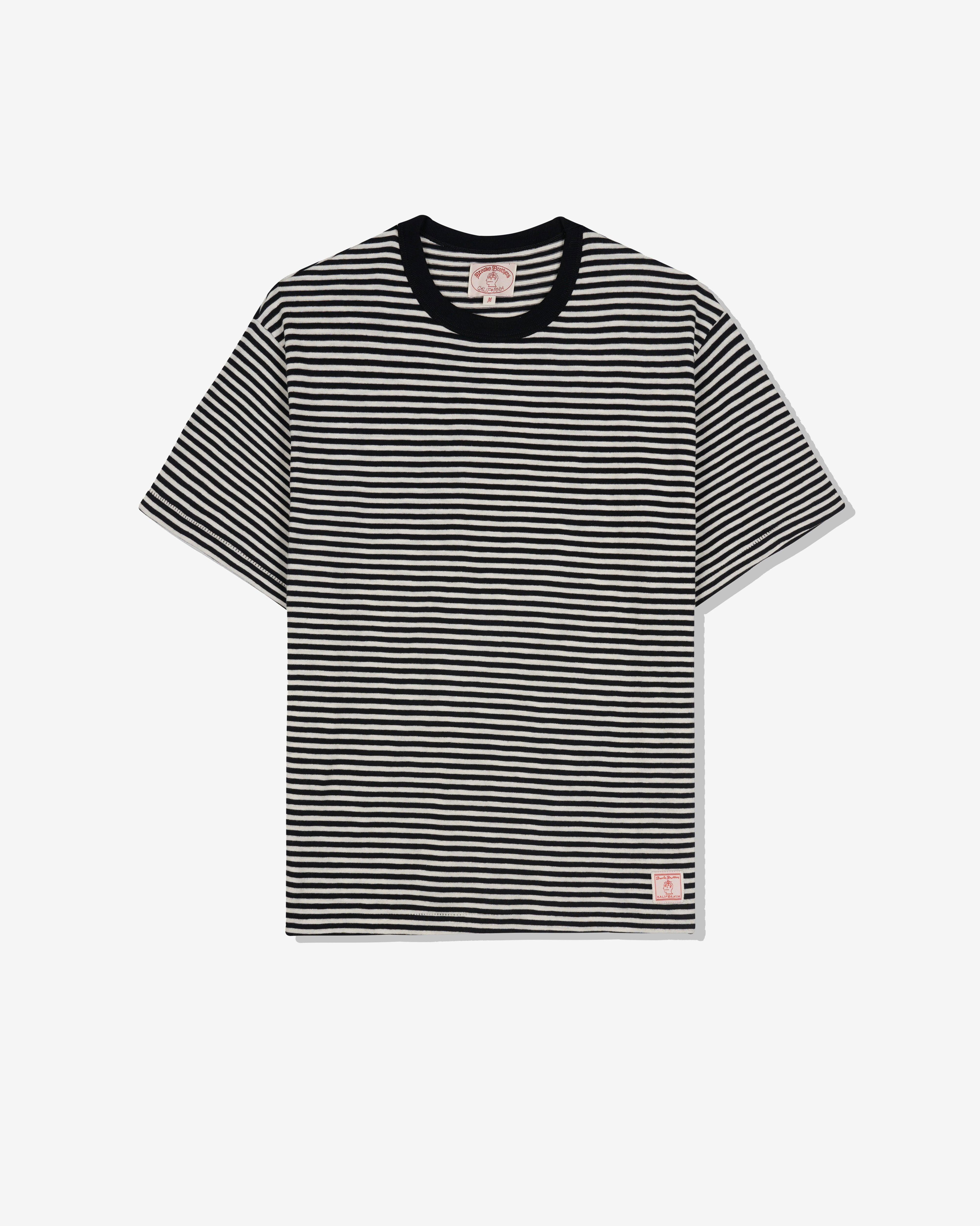 Brain Dead - Brooks Brothers Men's Loose Knit Striped T-Shirt - (Black) by BRAIN DEAD