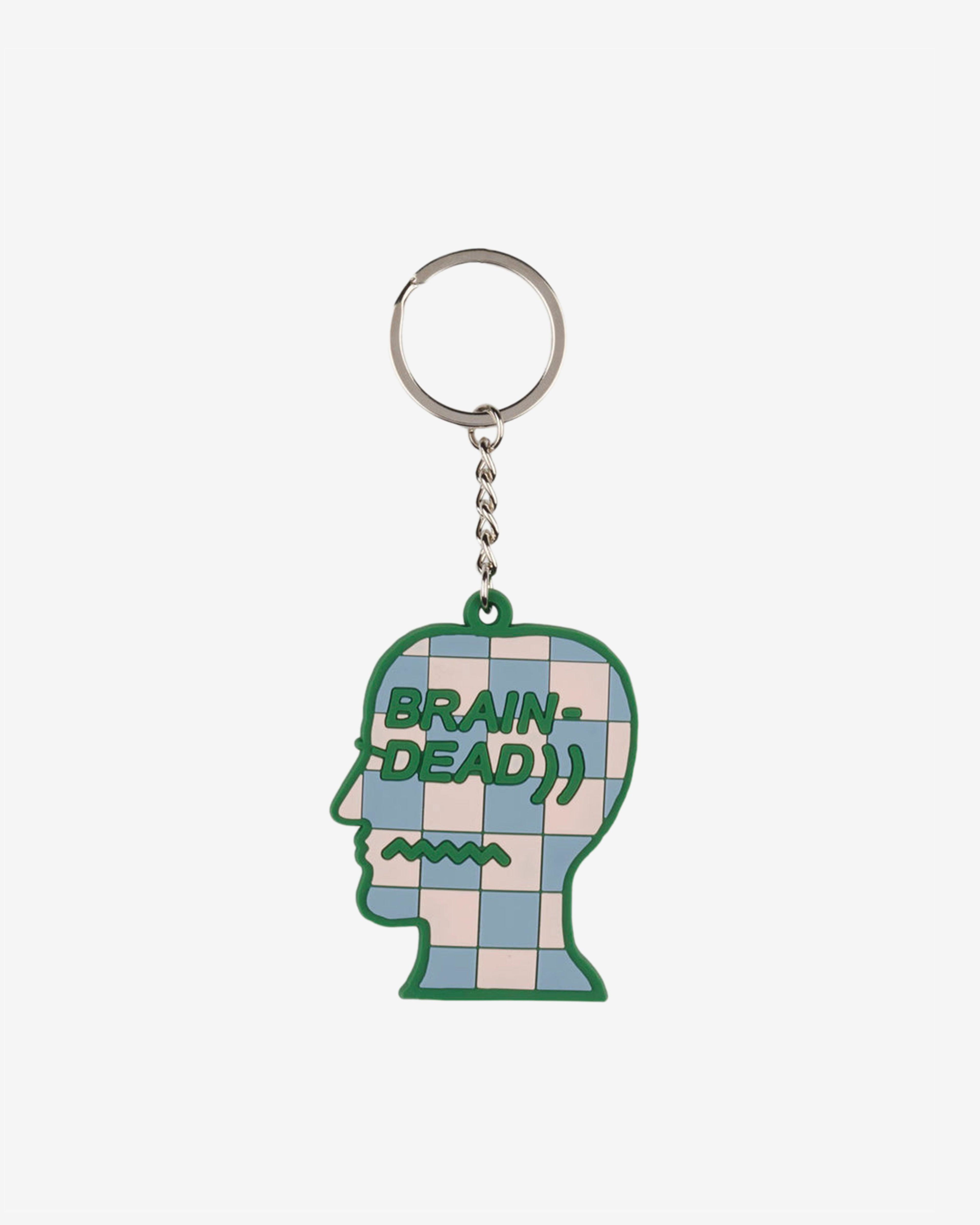 Brain Dead - Checkered Logohead Keychain - (Green/Multi) by BRAIN DEAD