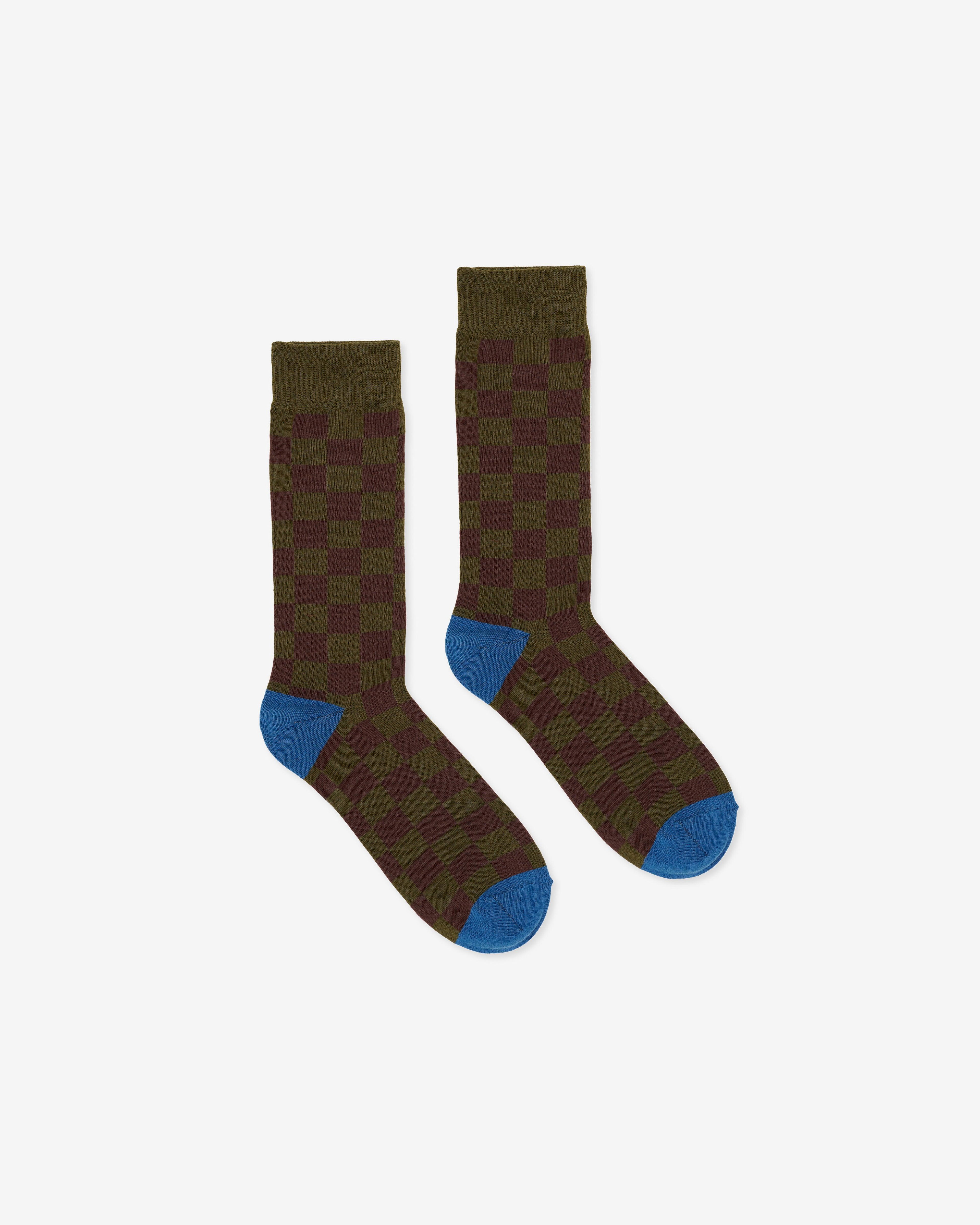 Brain Dead - Logohead Dress Socks - (Checker Red) by BRAIN DEAD