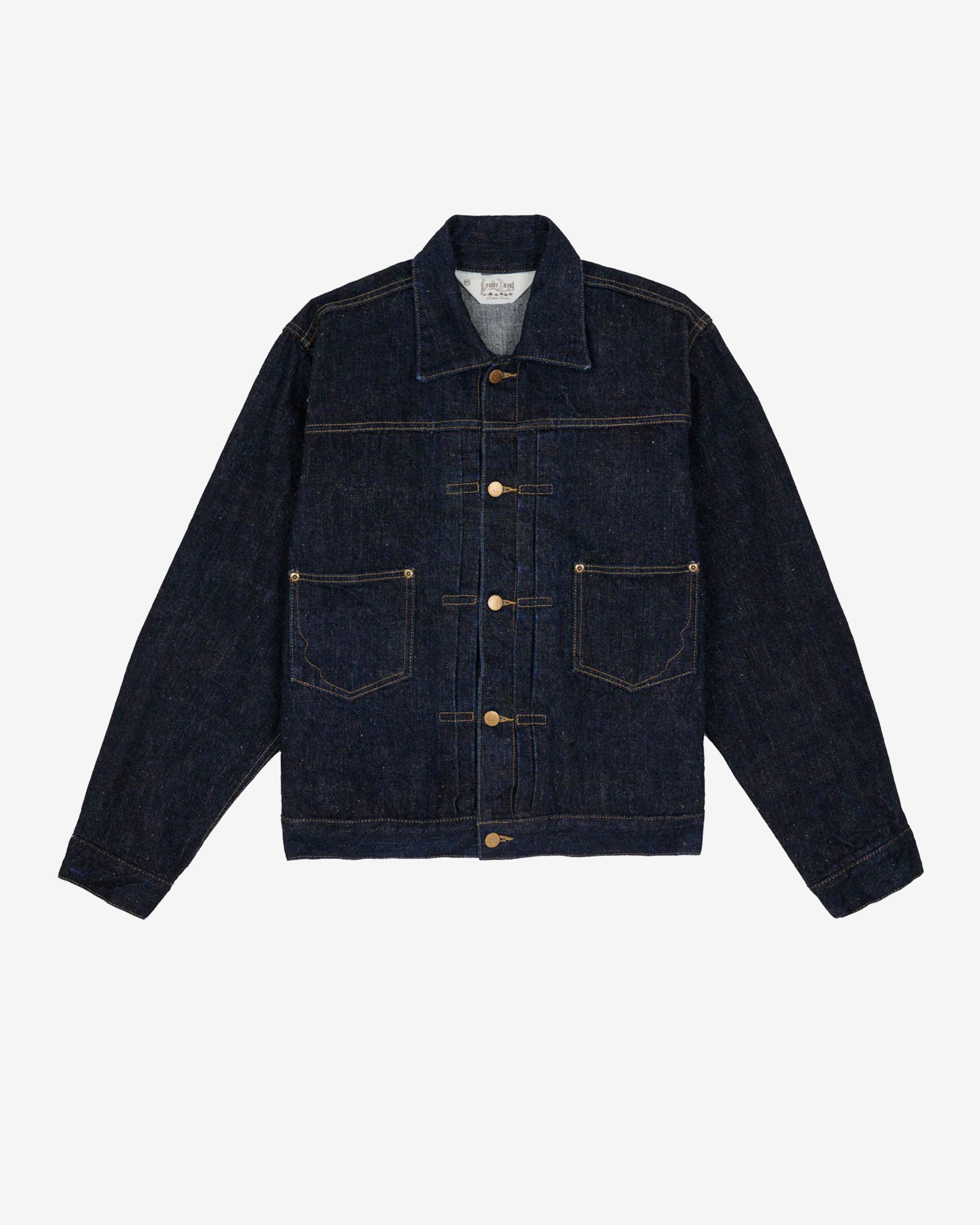 Brain Dead - Men's 15.5oz Selvedge Denim Trucker Jacket - (Rinsed Indigo) by BRAIN DEAD