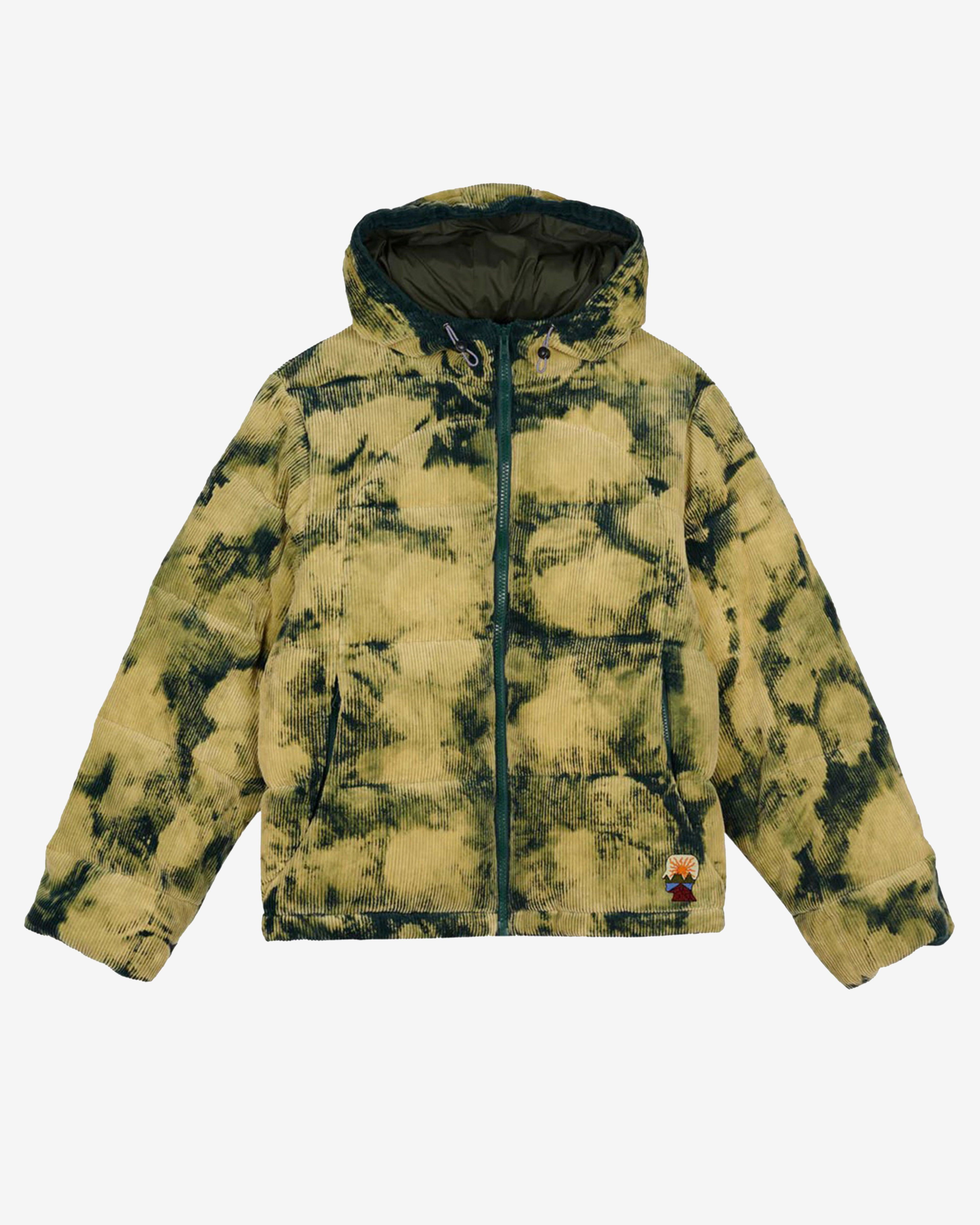 Brain Dead - Men's Bleach Dyed Dimension Puffer Jacket - (Olive) by BRAIN DEAD