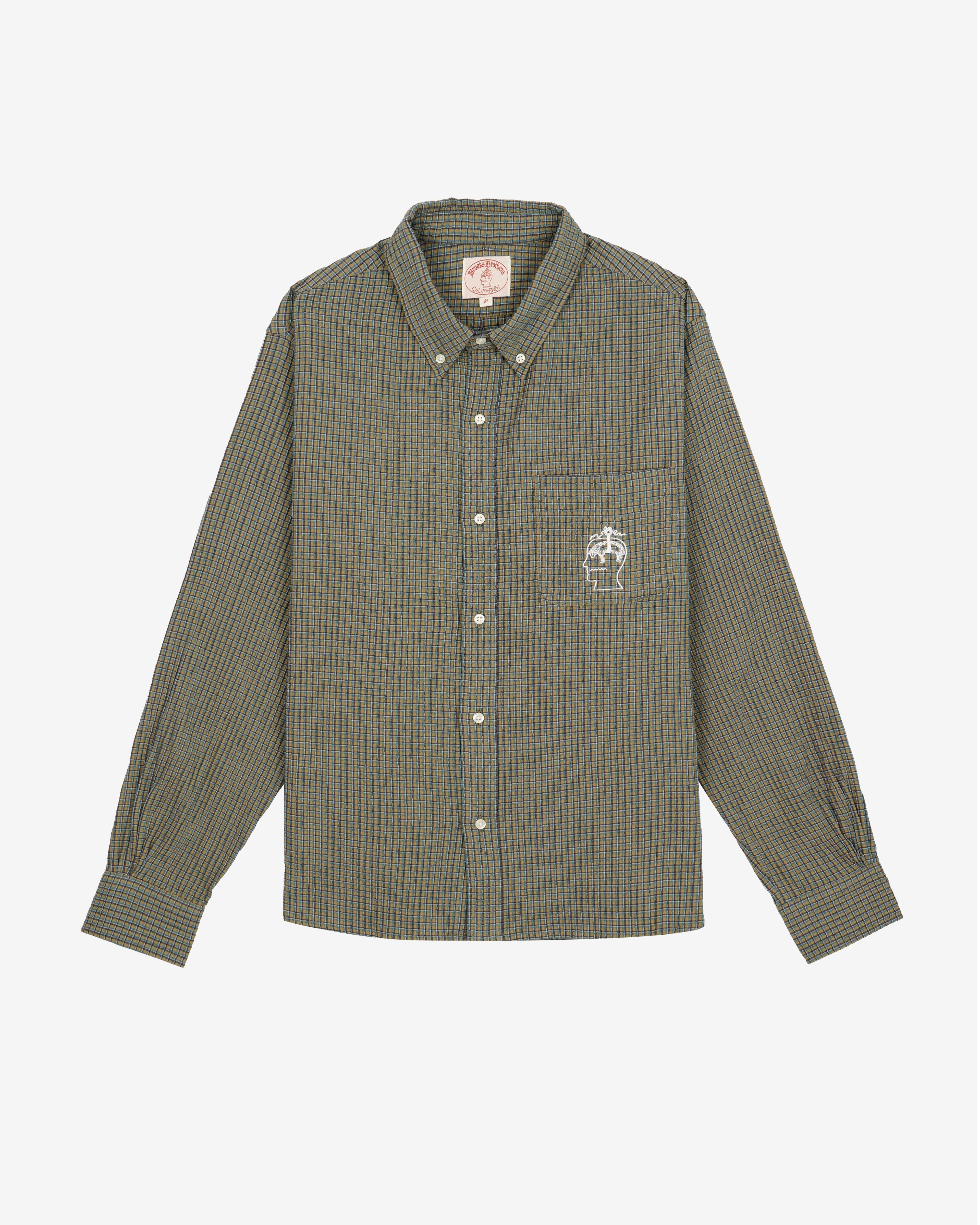 Brain Dead - Men's Brooks Brothers California Check Oxford Button Up Shirt - (Green) by BRAIN DEAD