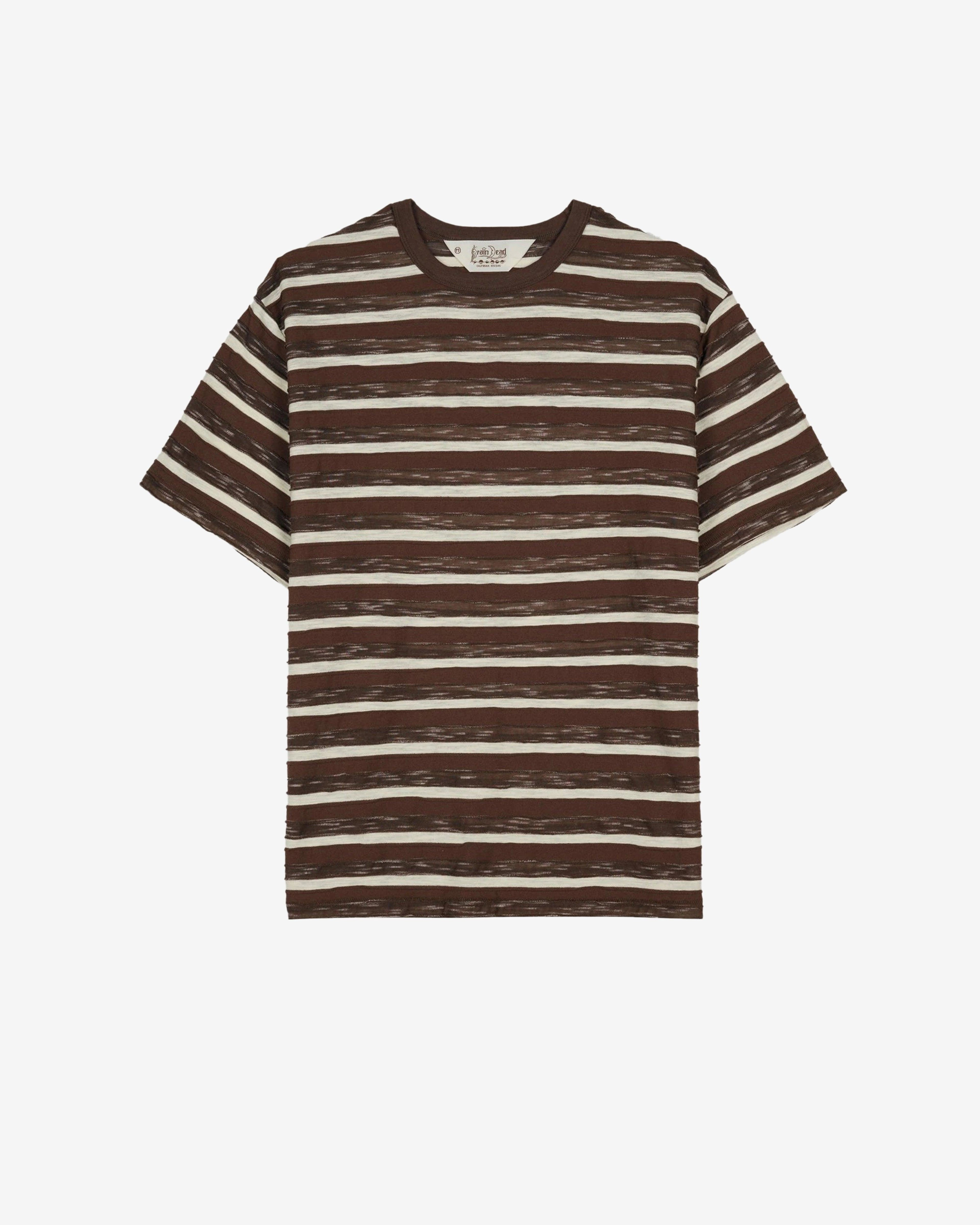 Brain Dead - Men's Casey Striped T-Shirt - (Coffee) by BRAIN DEAD