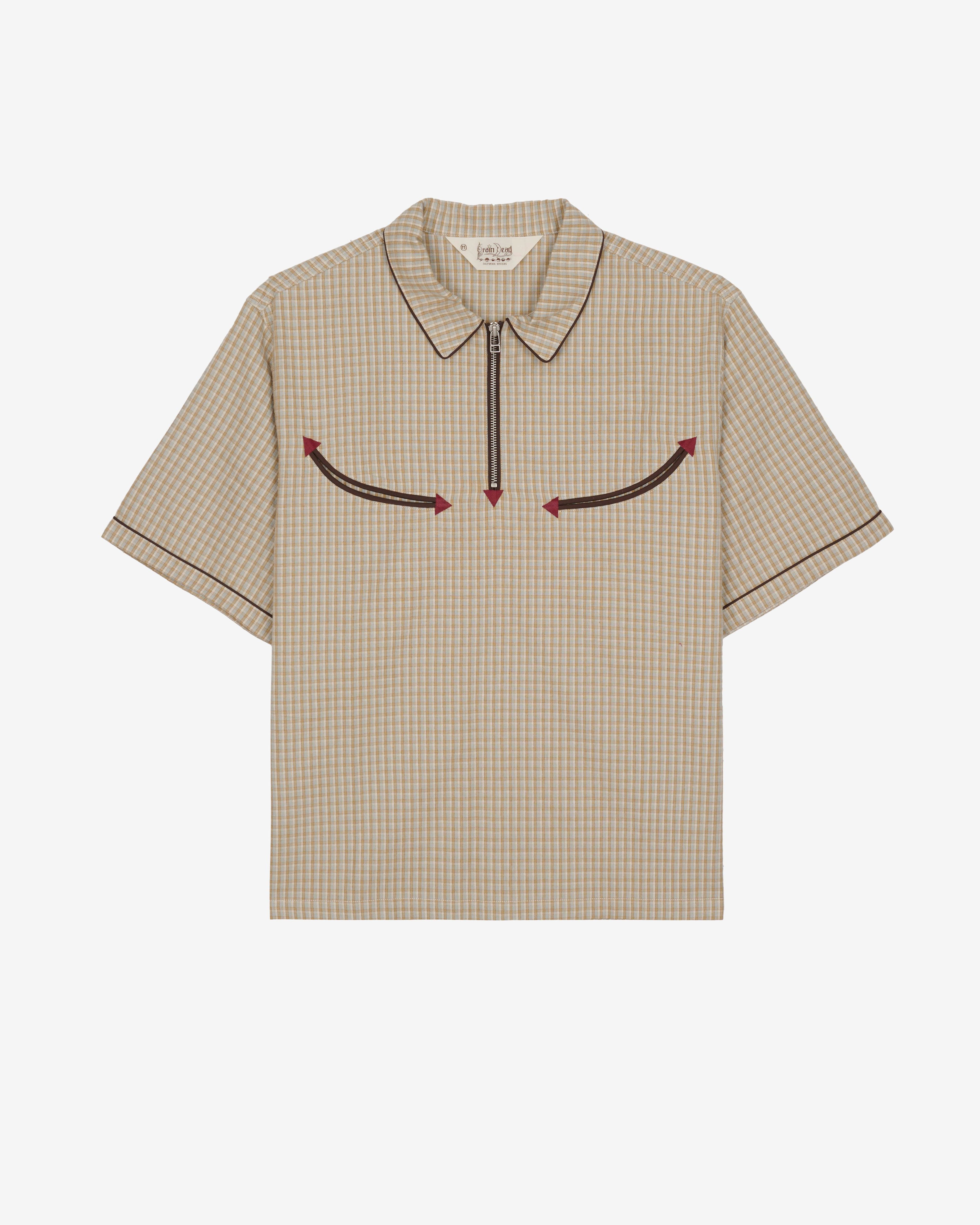 Brain Dead - Men's Check Western Shirt - (Taupe) by BRAIN DEAD