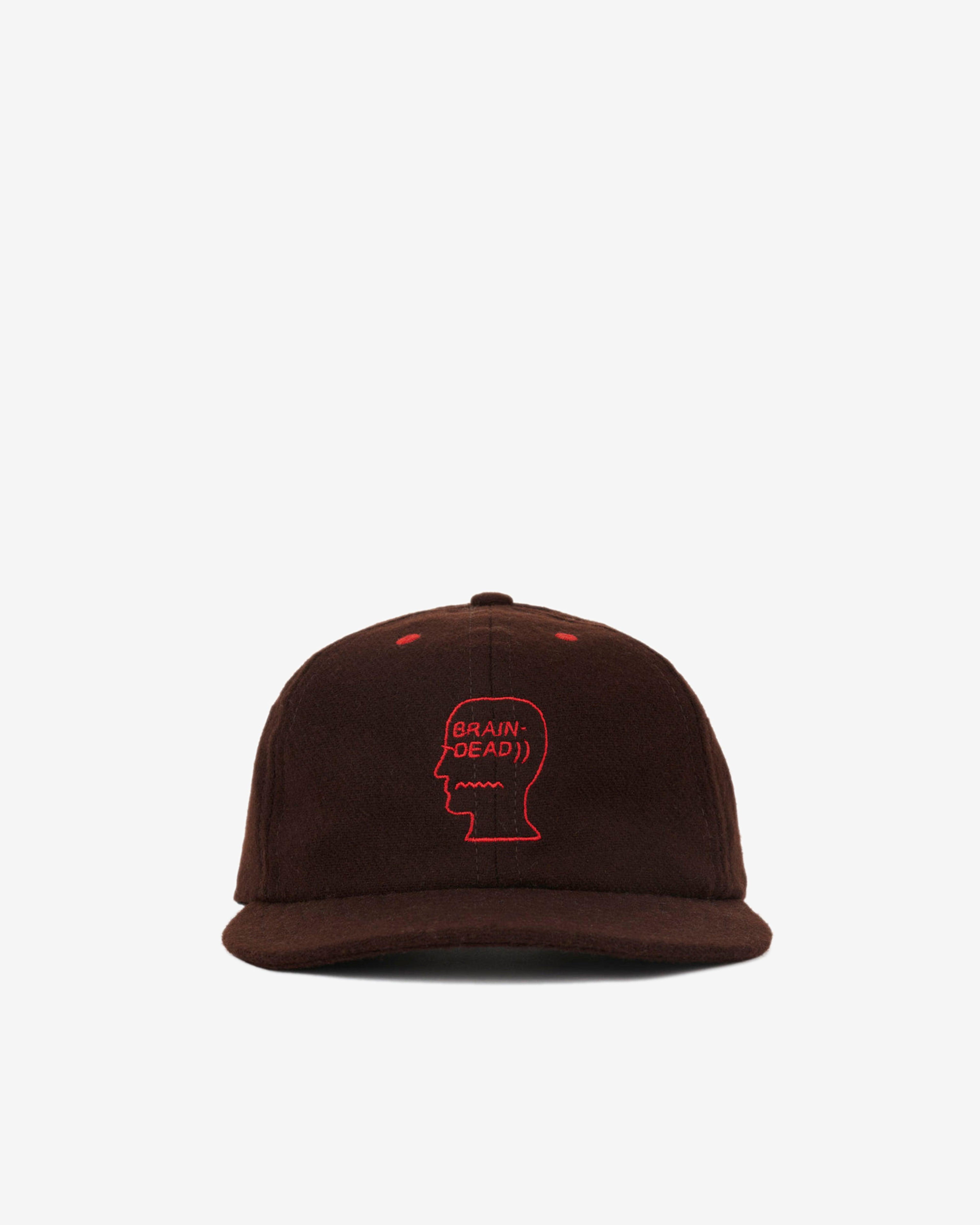 Brain Dead - Men's Flannel Logohead 6 Panel Hat - (Brown) by BRAIN DEAD