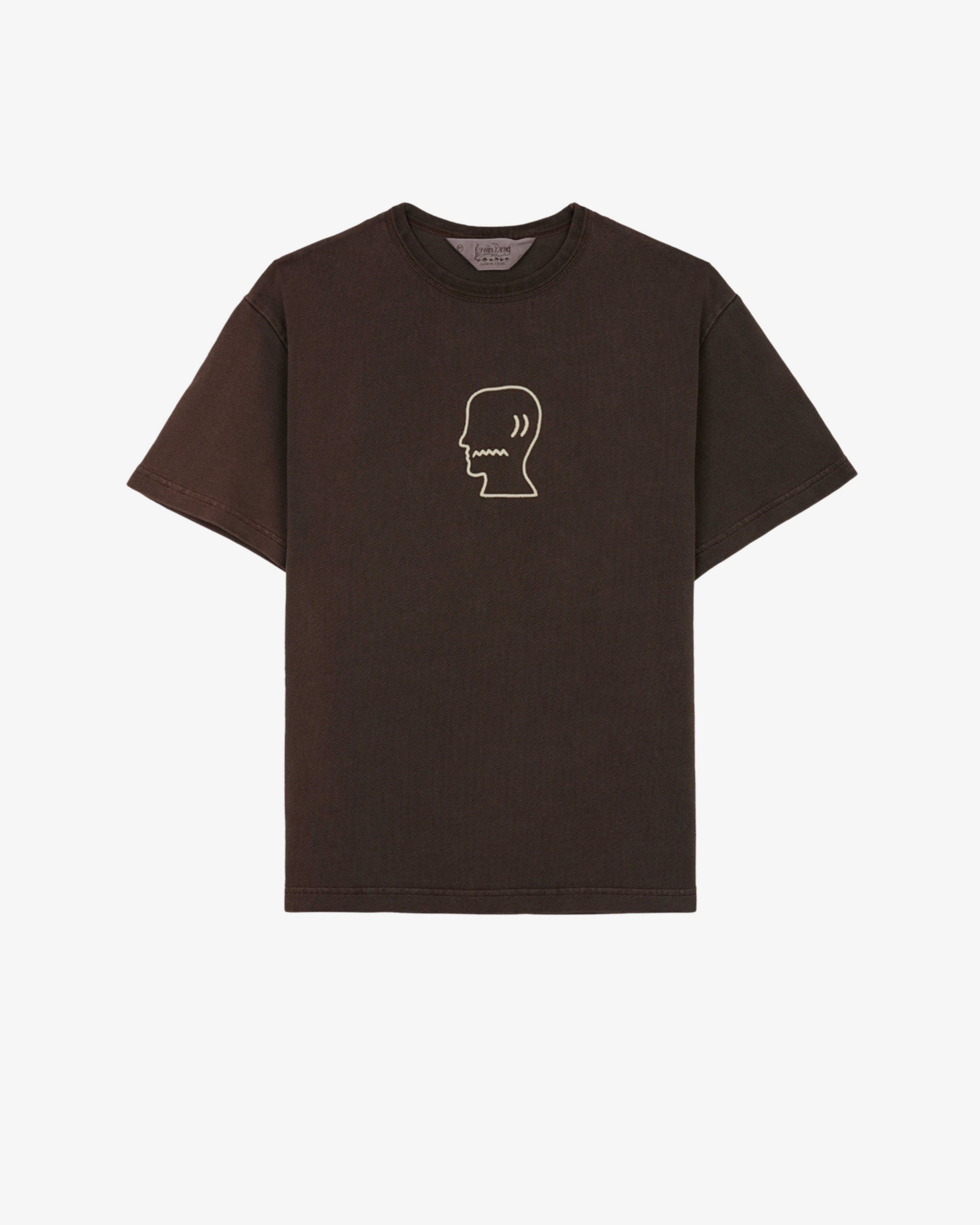 Brain Dead - Men's Heavyweight 3D Embroidery Logohead T-Shirt - (Brown) by BRAIN DEAD