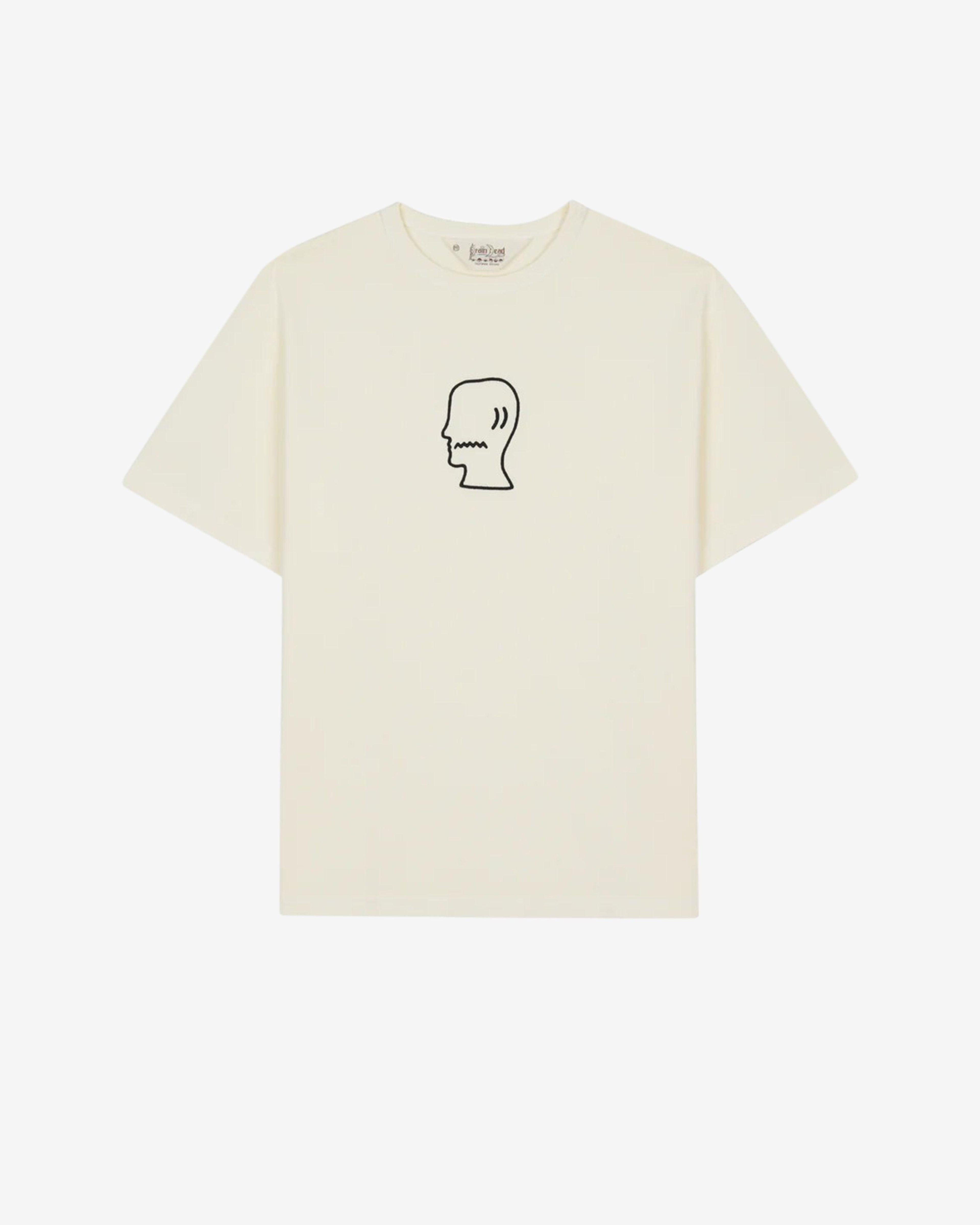 Brain Dead - Men's Heavyweight 3D Embroidery Logohead T-Shirt - (Natural) by BRAIN DEAD