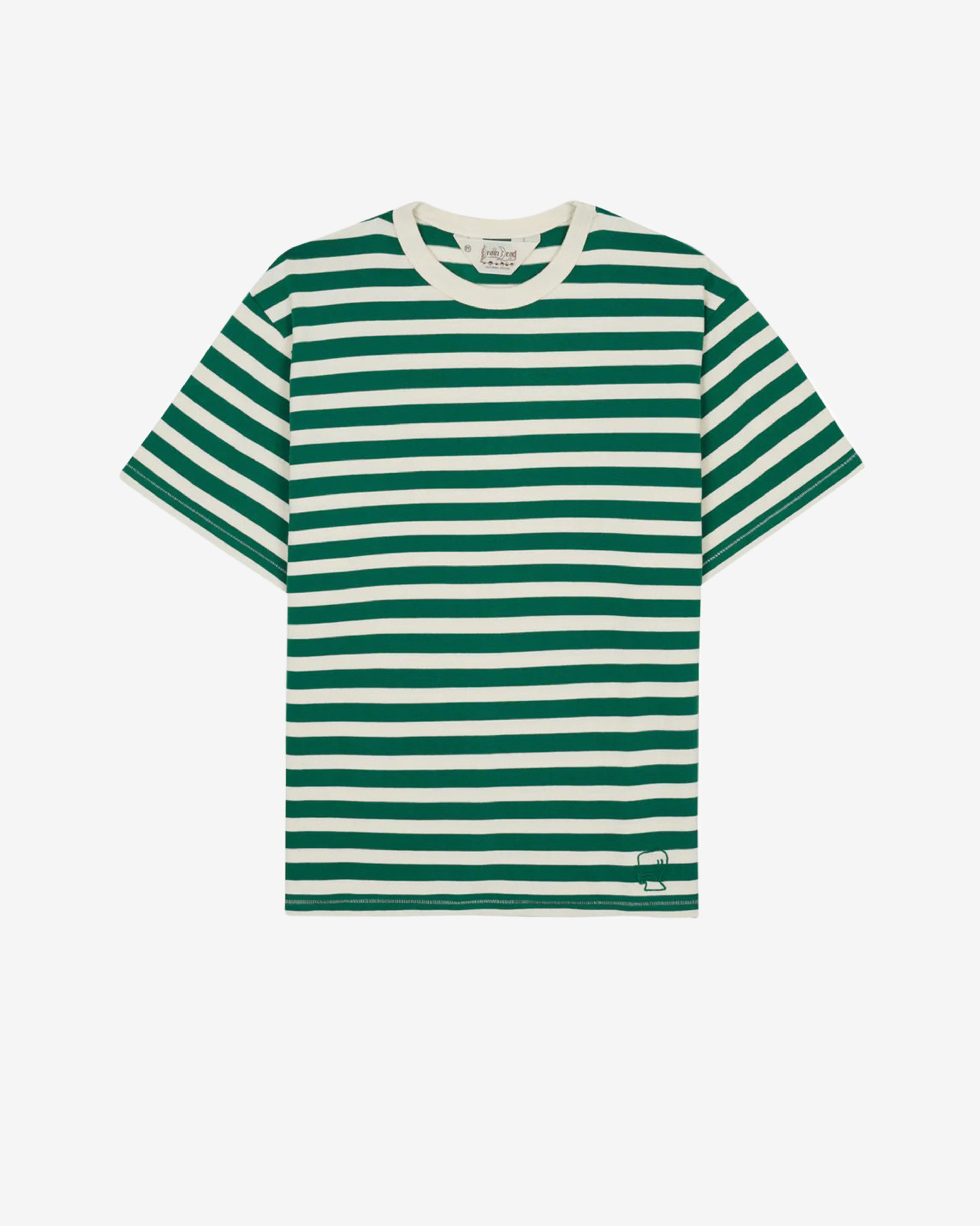 Brain Dead - Men's Heavyweight Stripe T-Shirt - (Green) by BRAIN DEAD