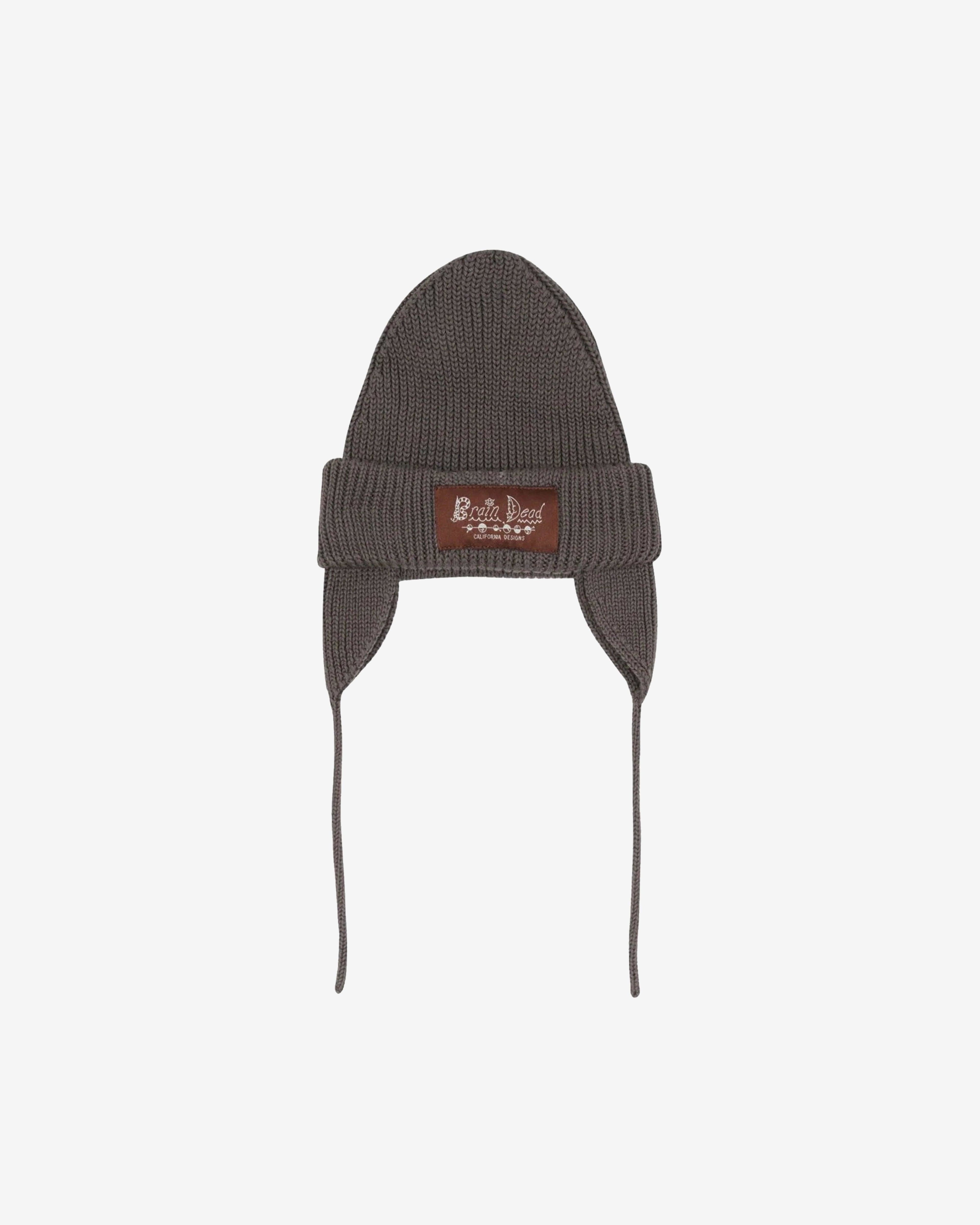 Brain Dead - Men's Knitted Ear Flap Beanie - (Black) by BRAIN DEAD