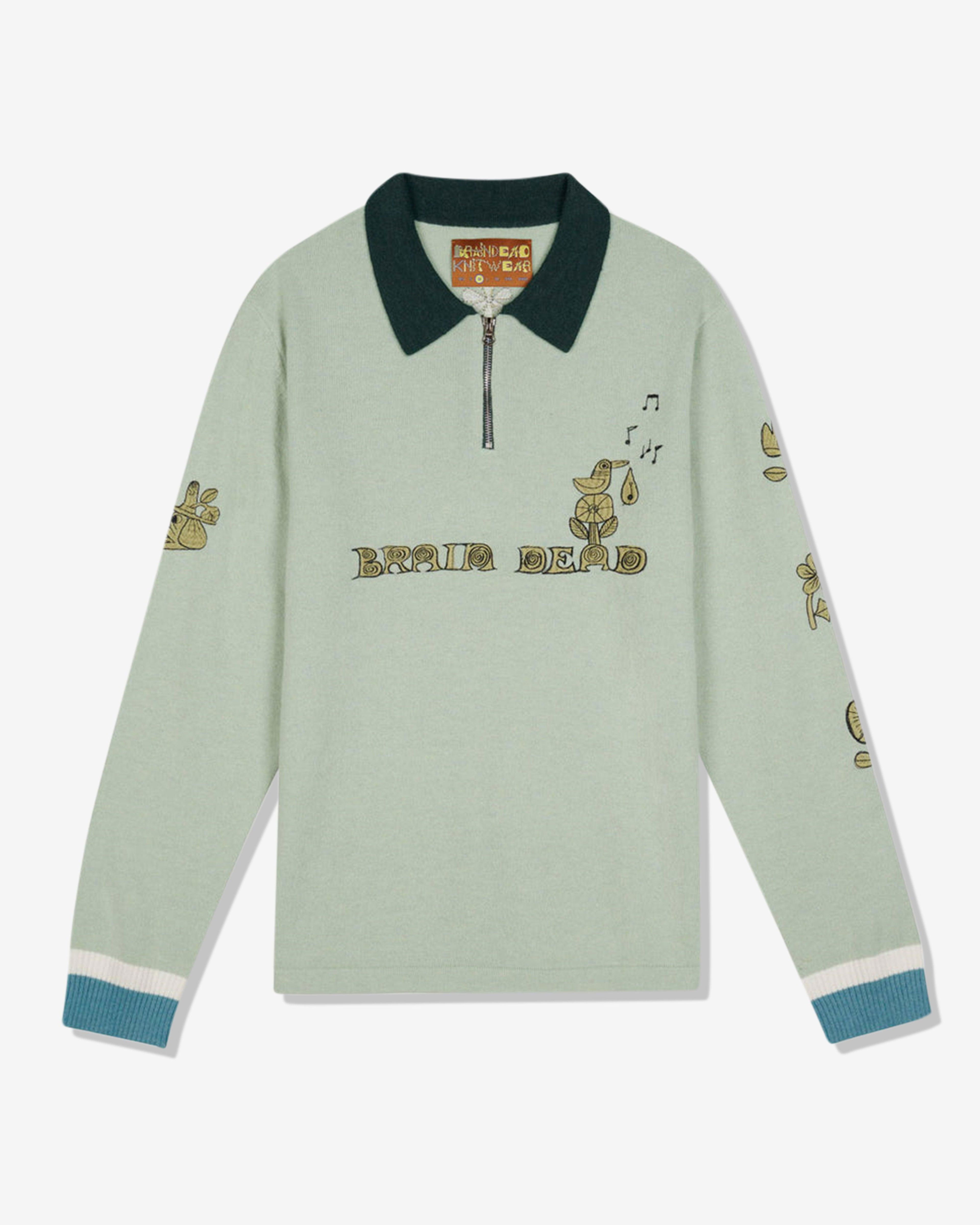 Brain Dead - Men's Lex Half Zip Sweater - (Mint) by BRAIN DEAD