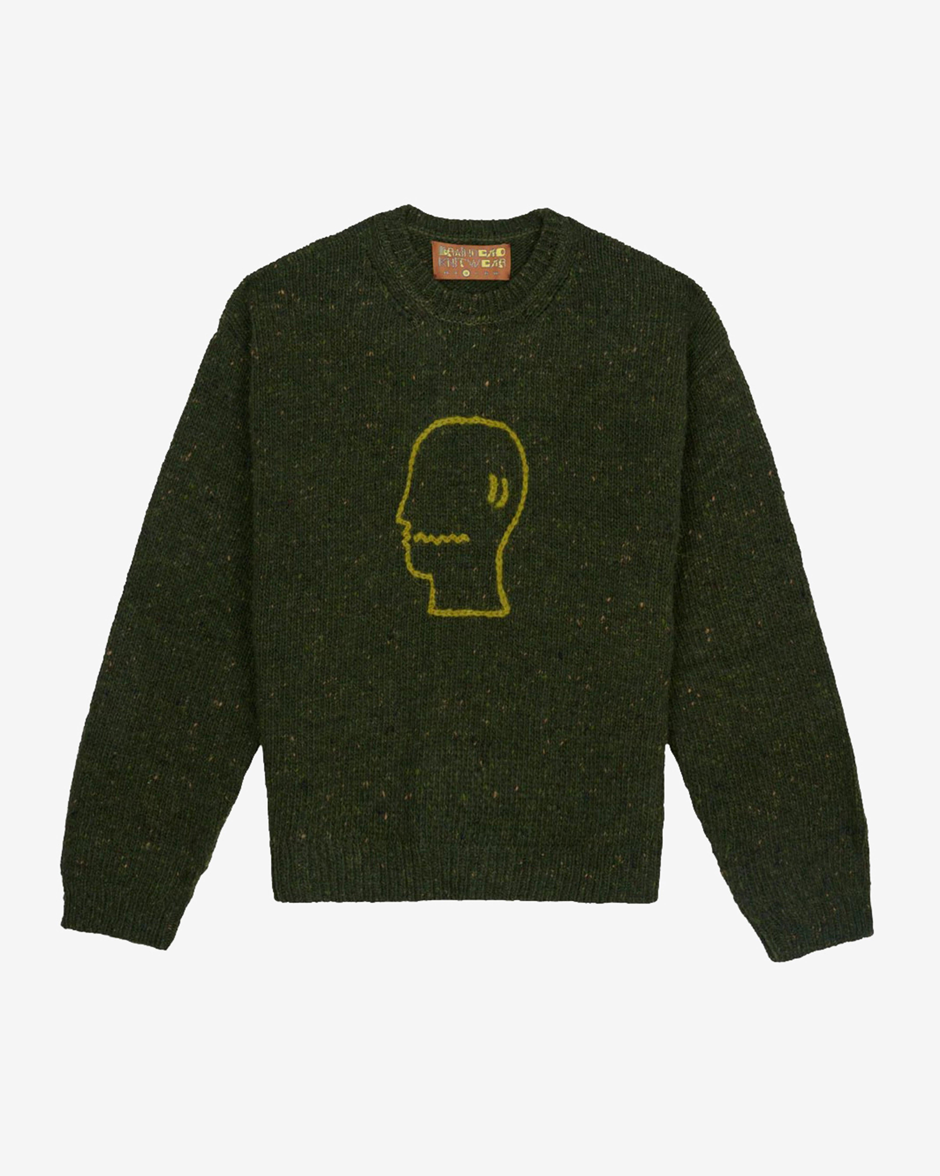 Brain Dead - Men's Logo Alpaca Crewneck Sweater - (Forest Green) by BRAIN DEAD