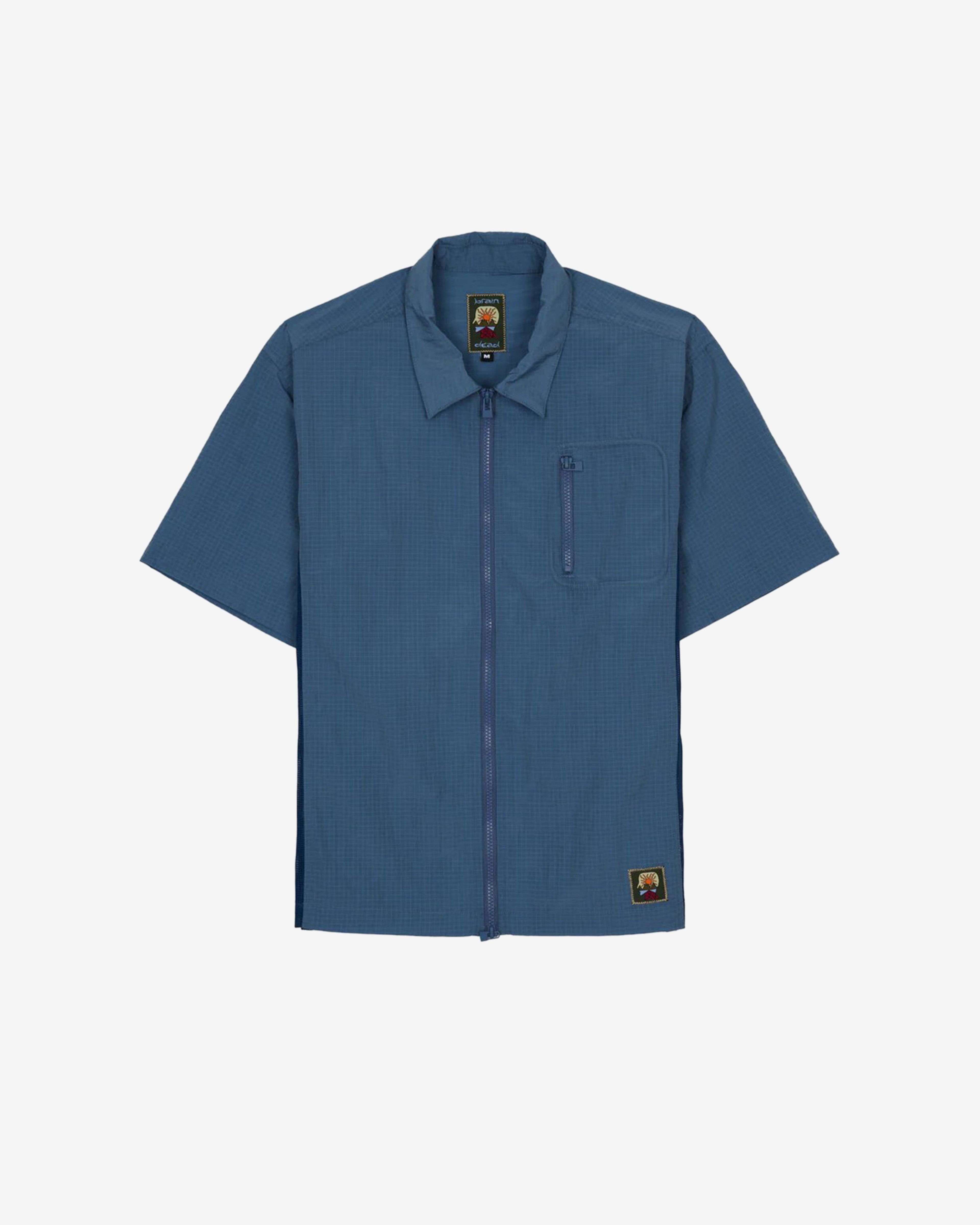 Brain Dead - Men's Nylon Equipment Hitting Shirt - (Slate Blue) by BRAIN DEAD