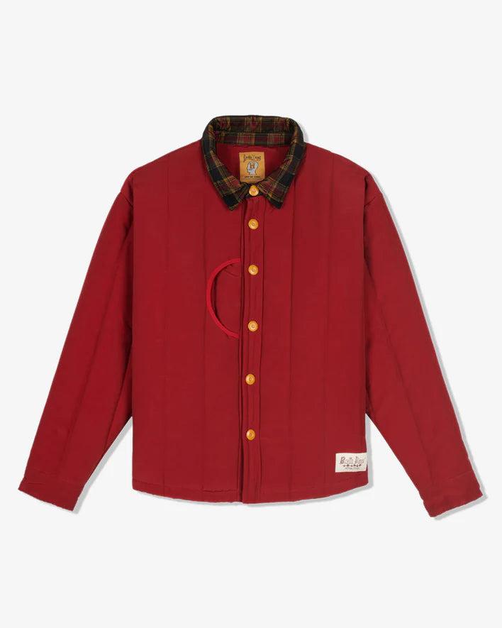 Brain Dead - Men's Puffer Button Up Shirt Jacket - (Red) by BRAIN DEAD