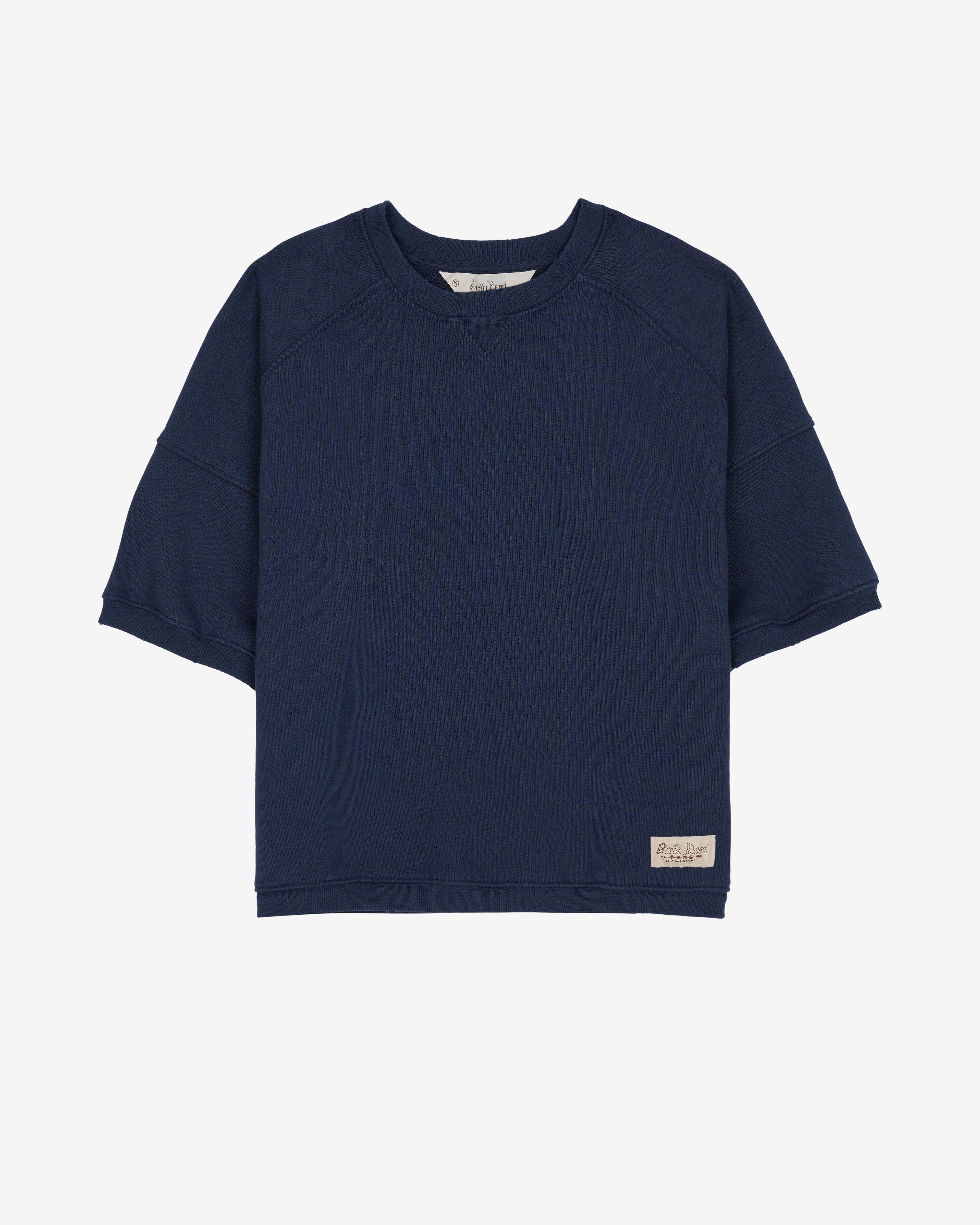 Brain Dead - Men's Short Sleeve Crewneck Sweatshirt - (Navy) by BRAIN DEAD