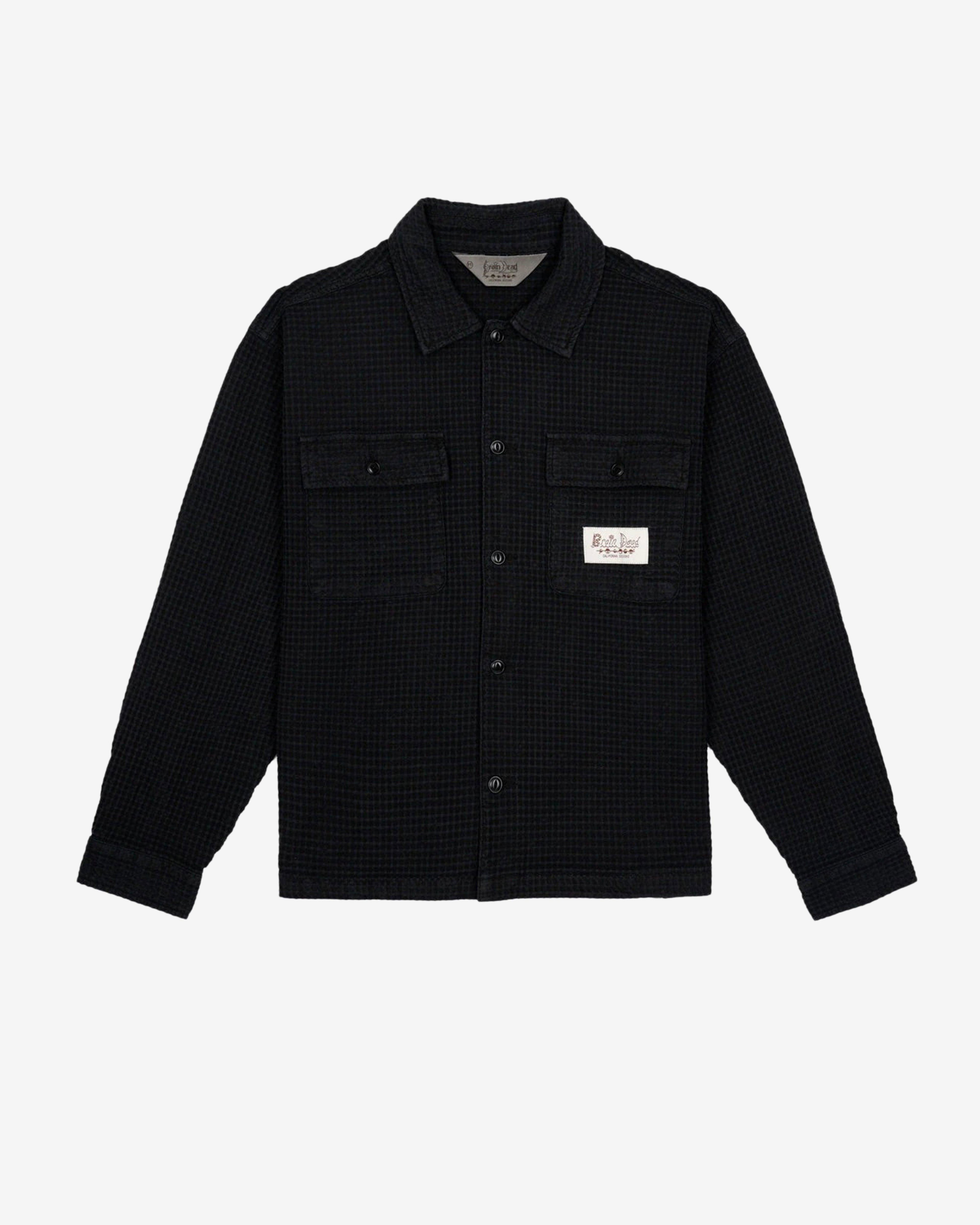 Brain Dead - Men's Waffle Button Front Shirt - (Black) by BRAIN DEAD