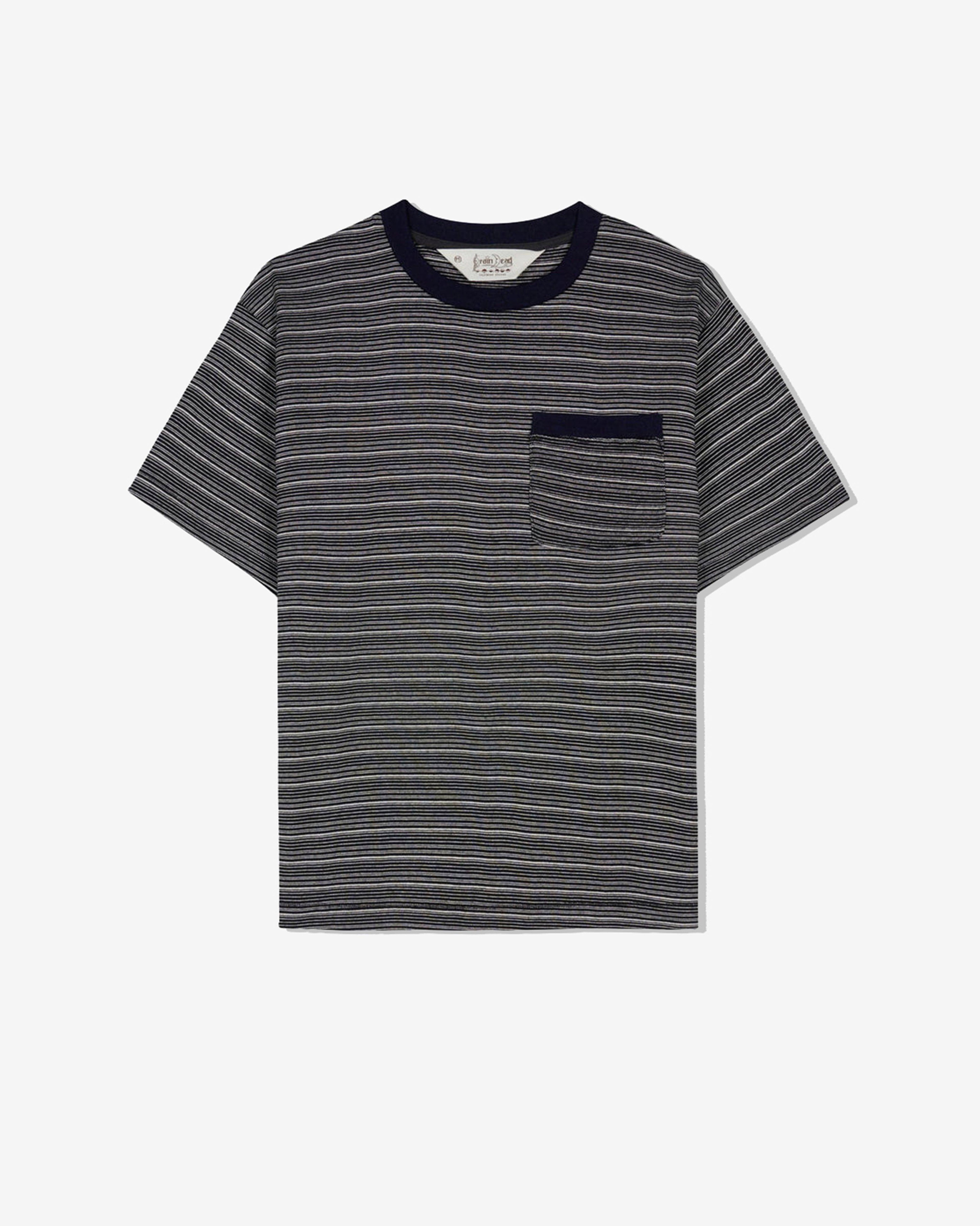 Brain Dead - Men's Zig Zag Stripe SS Mockneck T-Shirt - (Black) by BRAIN DEAD
