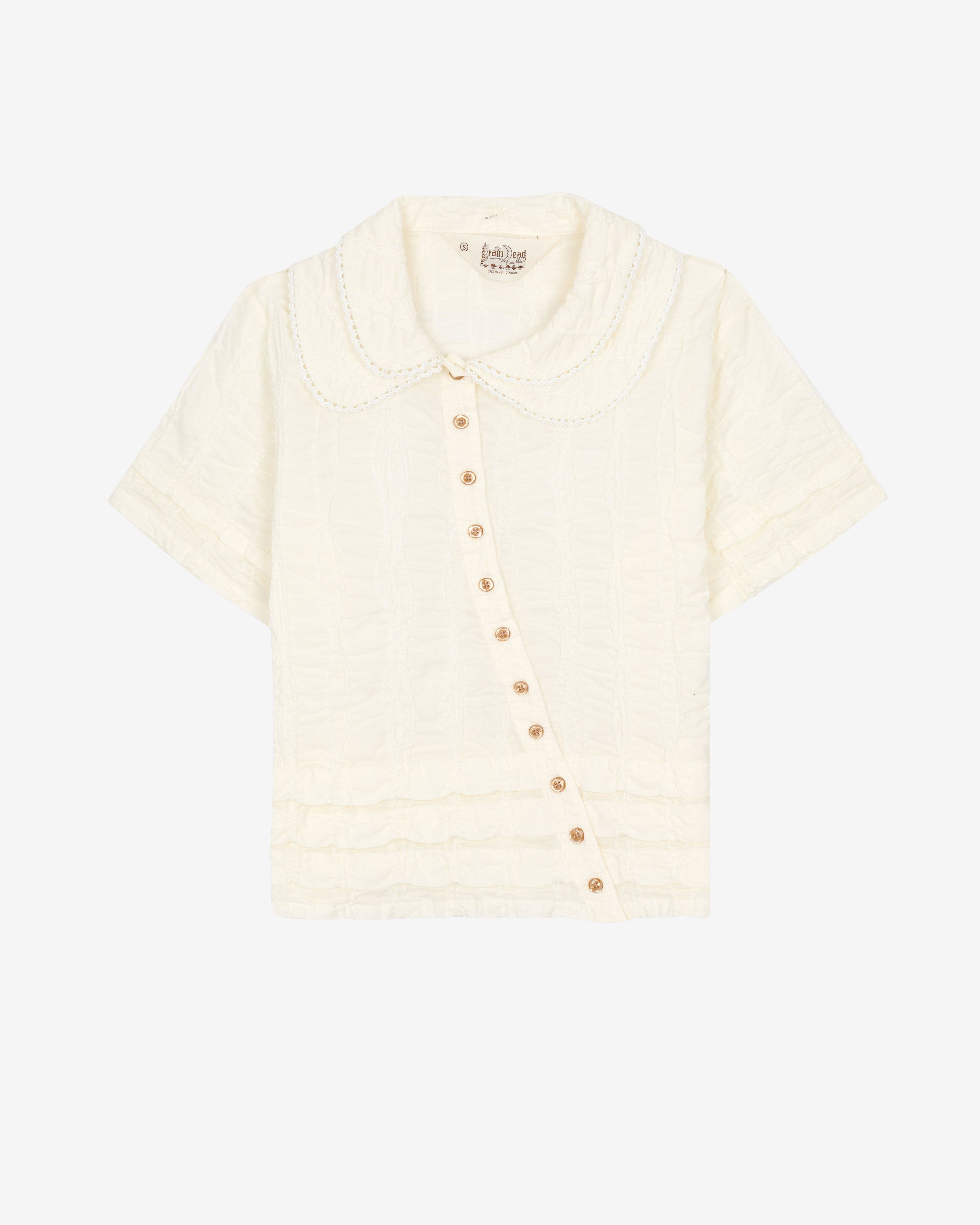 Brain Dead - Women's Twisted Seersucker Button Up Shirt - (Cream) by BRAIN DEAD